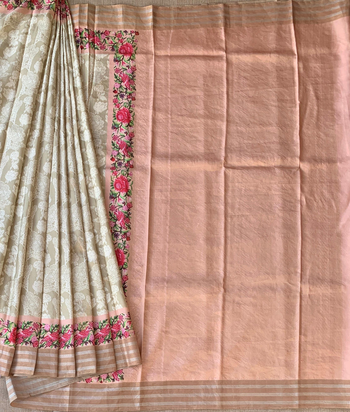 Earthy Tone kanchi soft silk  printed saree