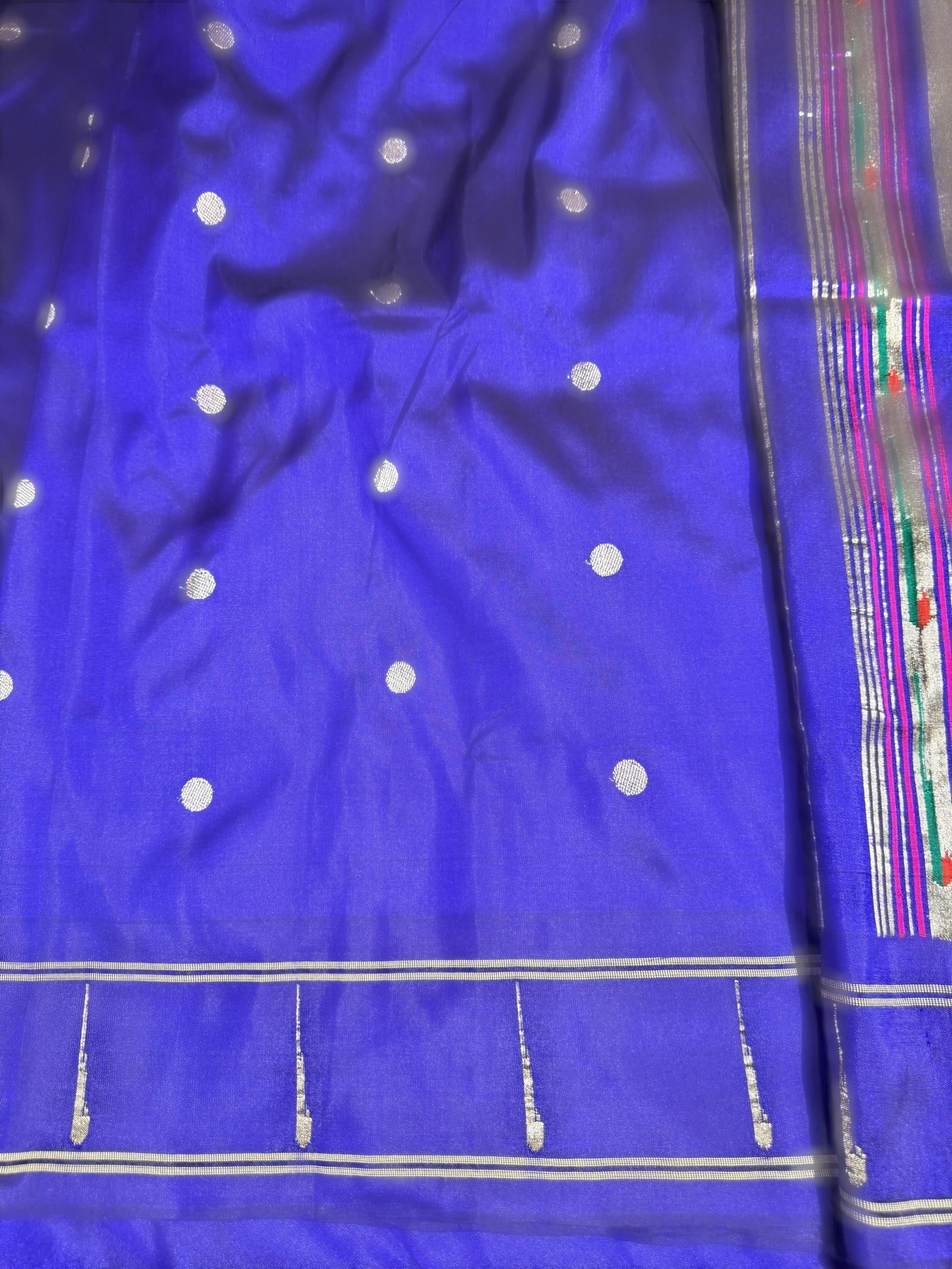 Purplish BluePure handloom paithani silk saree with single muniya border