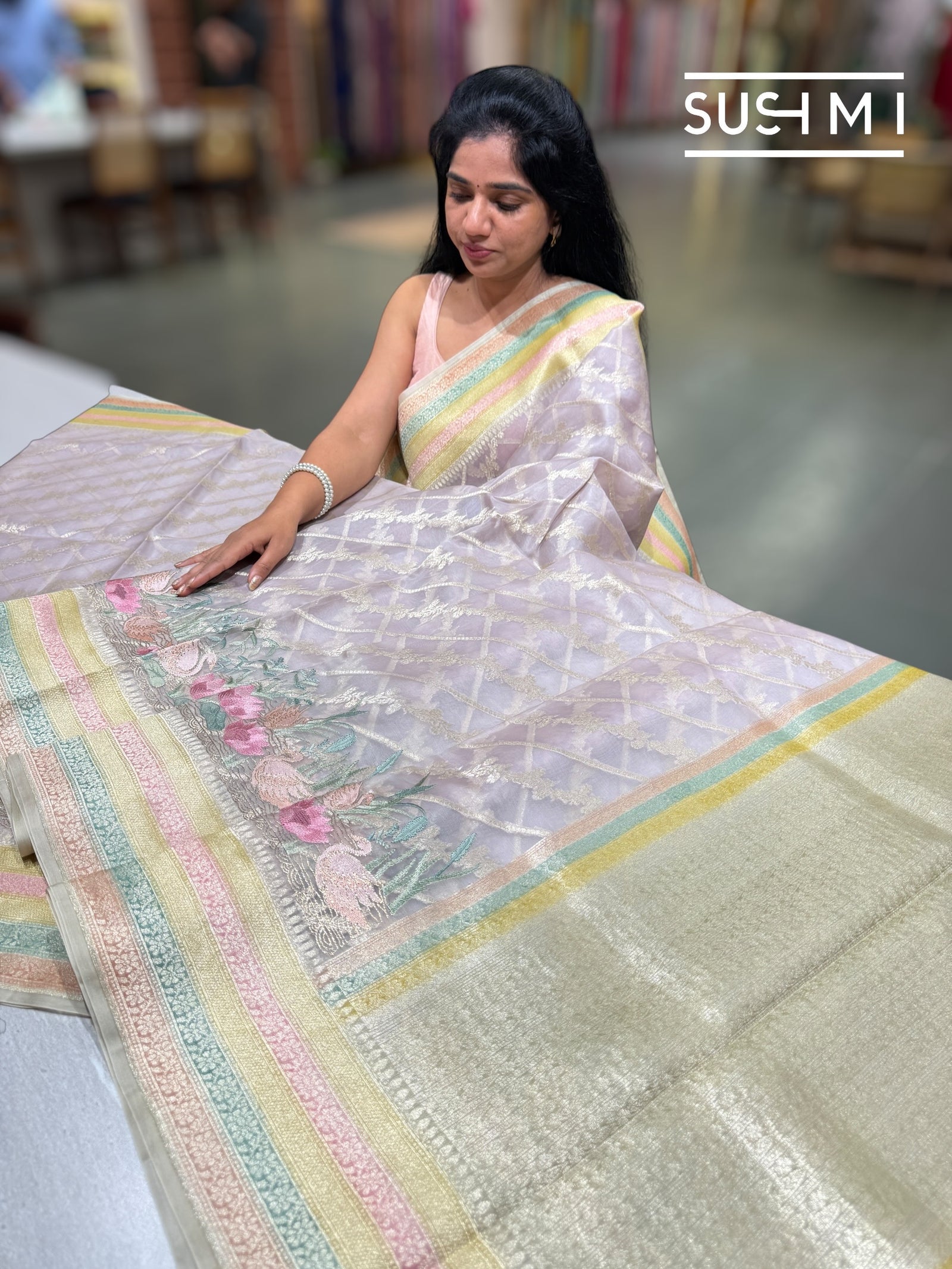 Lilac Designer Kora Banarasi Saree: D62F229