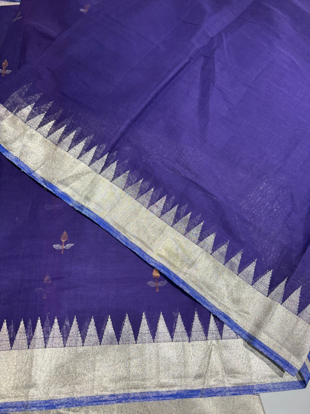 Violet Pure  handloom Ponduru Khadi jamdani Saree with designer pallu