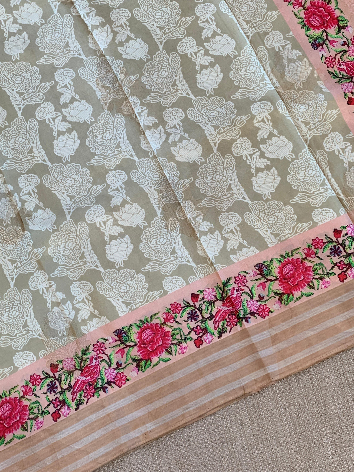 Earthy Tone kanchi soft silk  printed saree