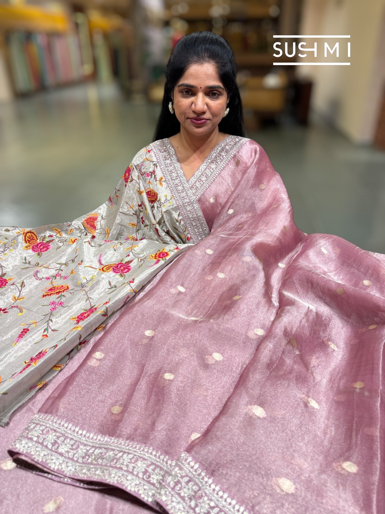 Mauve Banarasi Tissue Saree : S62F222