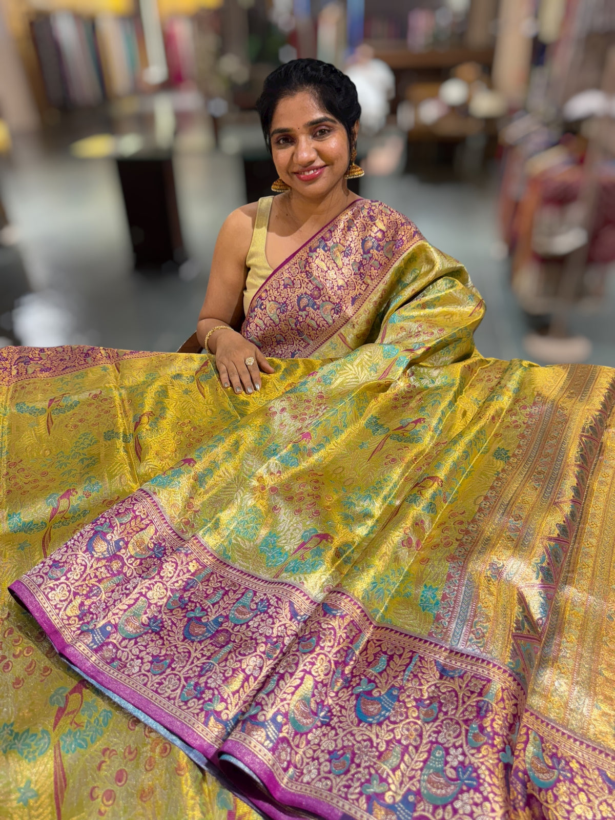 Kanjeevaram Tissue meenakari saree