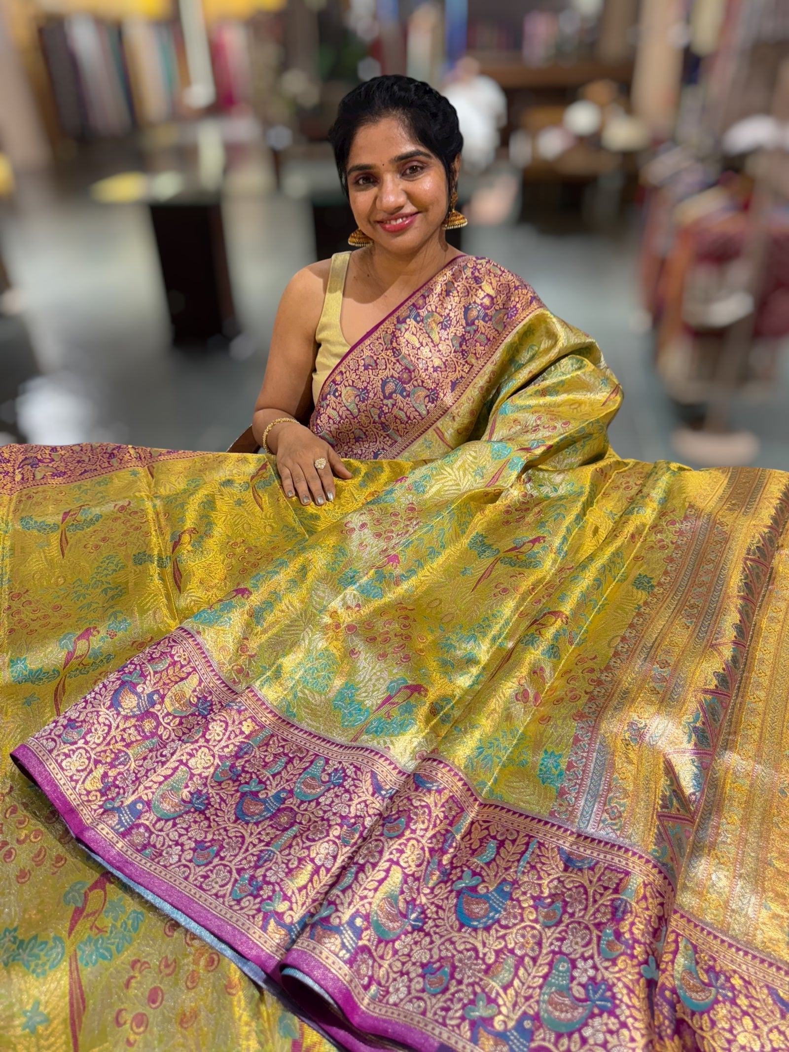 Kanjeevaram Tissue meenakari saree
