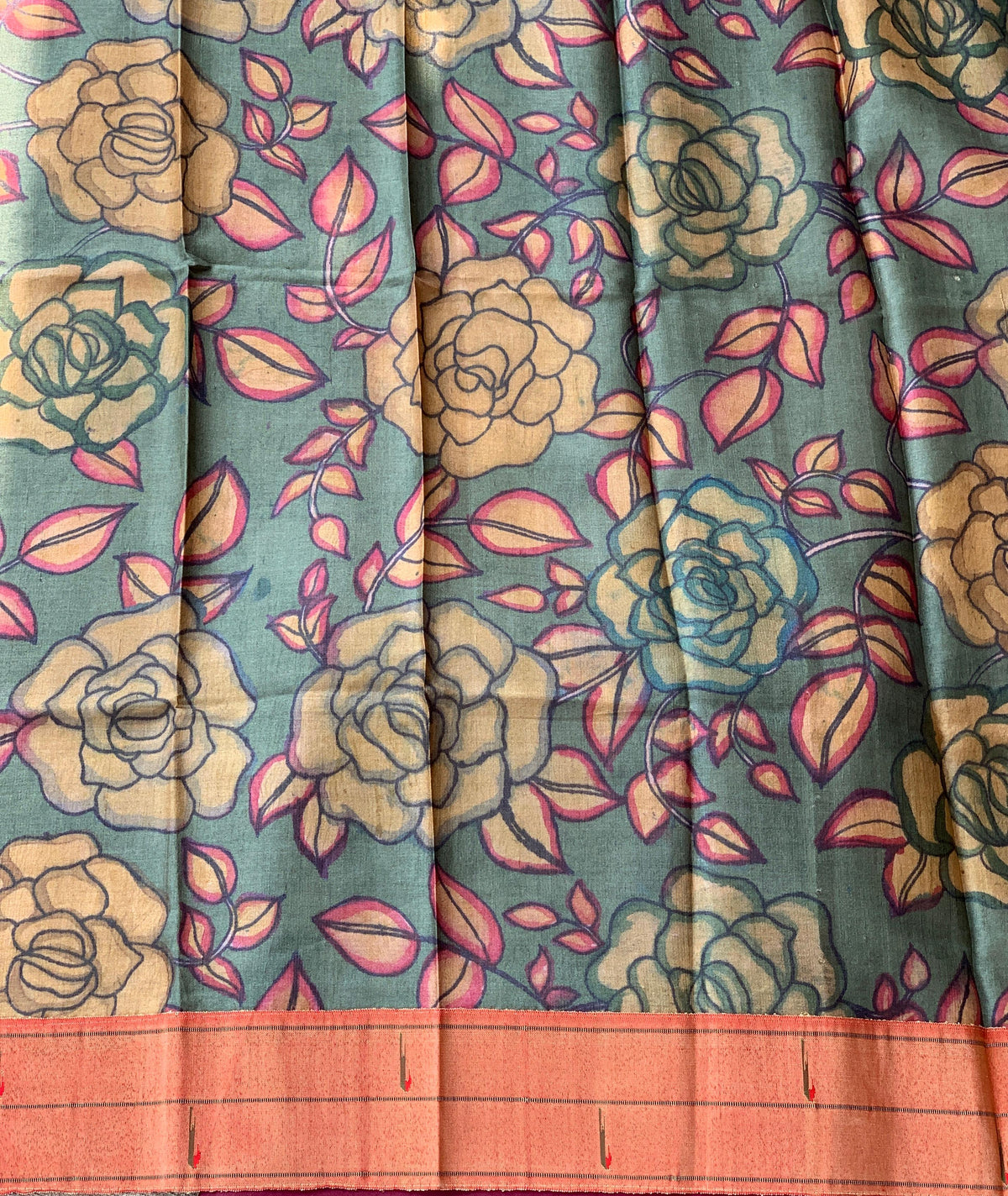 Burgundy Tussar with fusion blouse