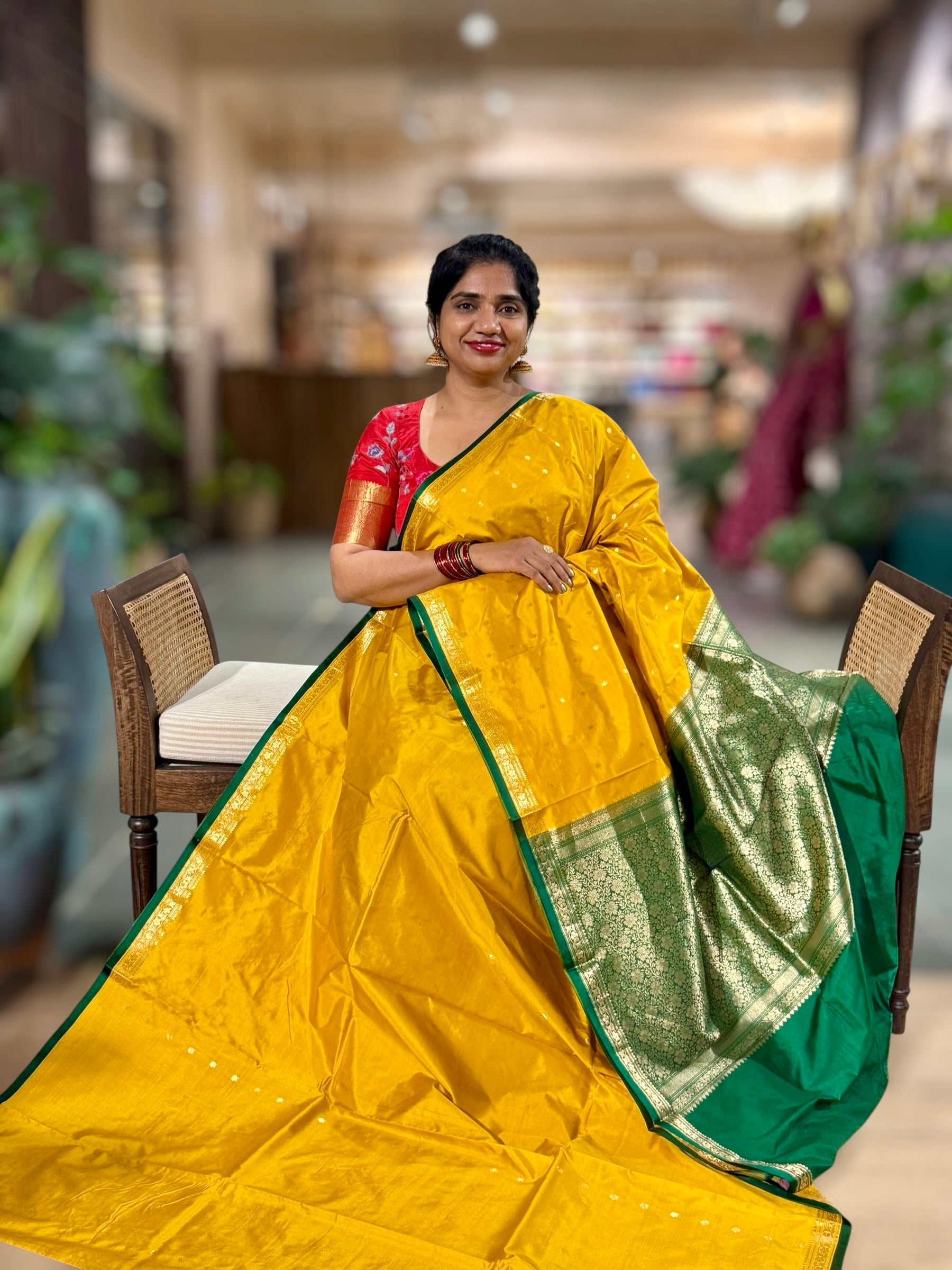 Banarasi Katan Silk Saree With Petite Point Embroidered Silk Blouse