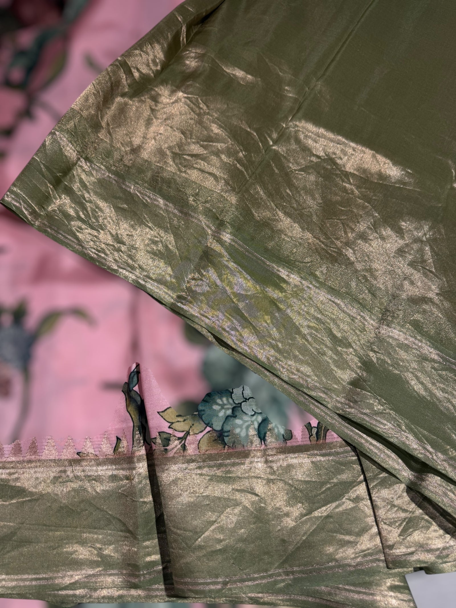 Baby Pink Kanjeevaram Designer print saree