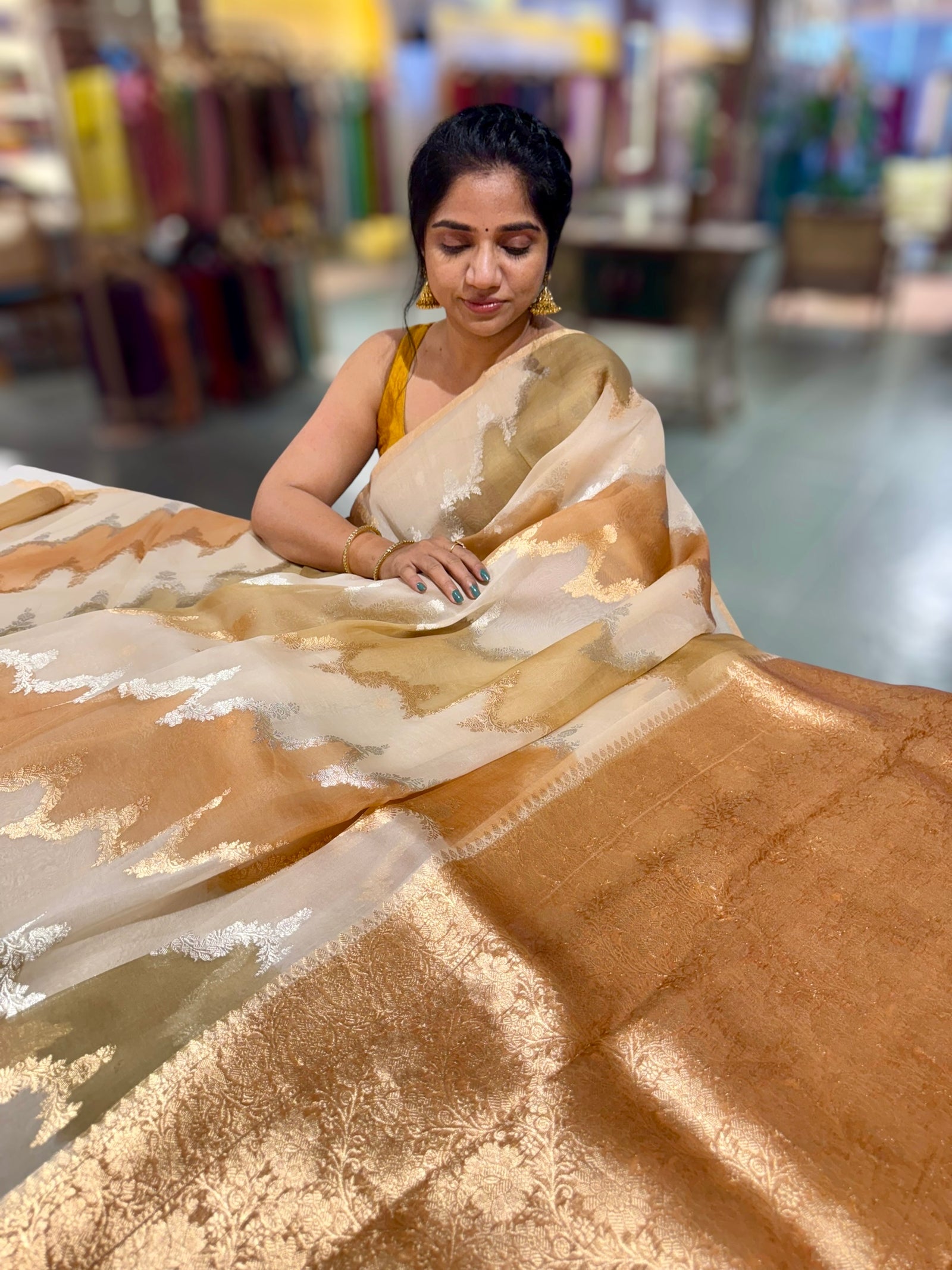 Kora Banarasi Saree in half & half style