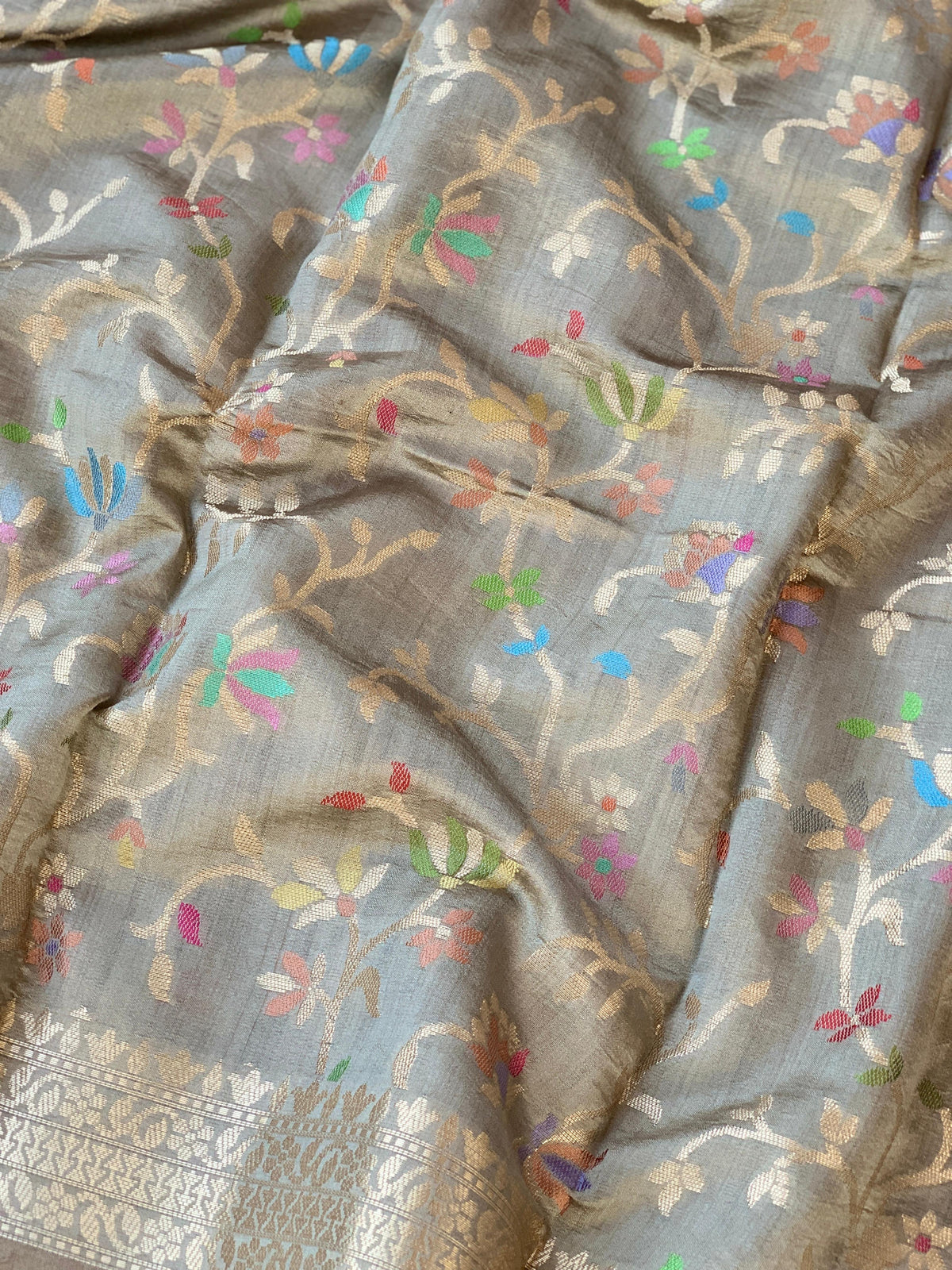 Earthy Tone Banarasi Chiniya Silk 3-pc Suit set : SS62J18