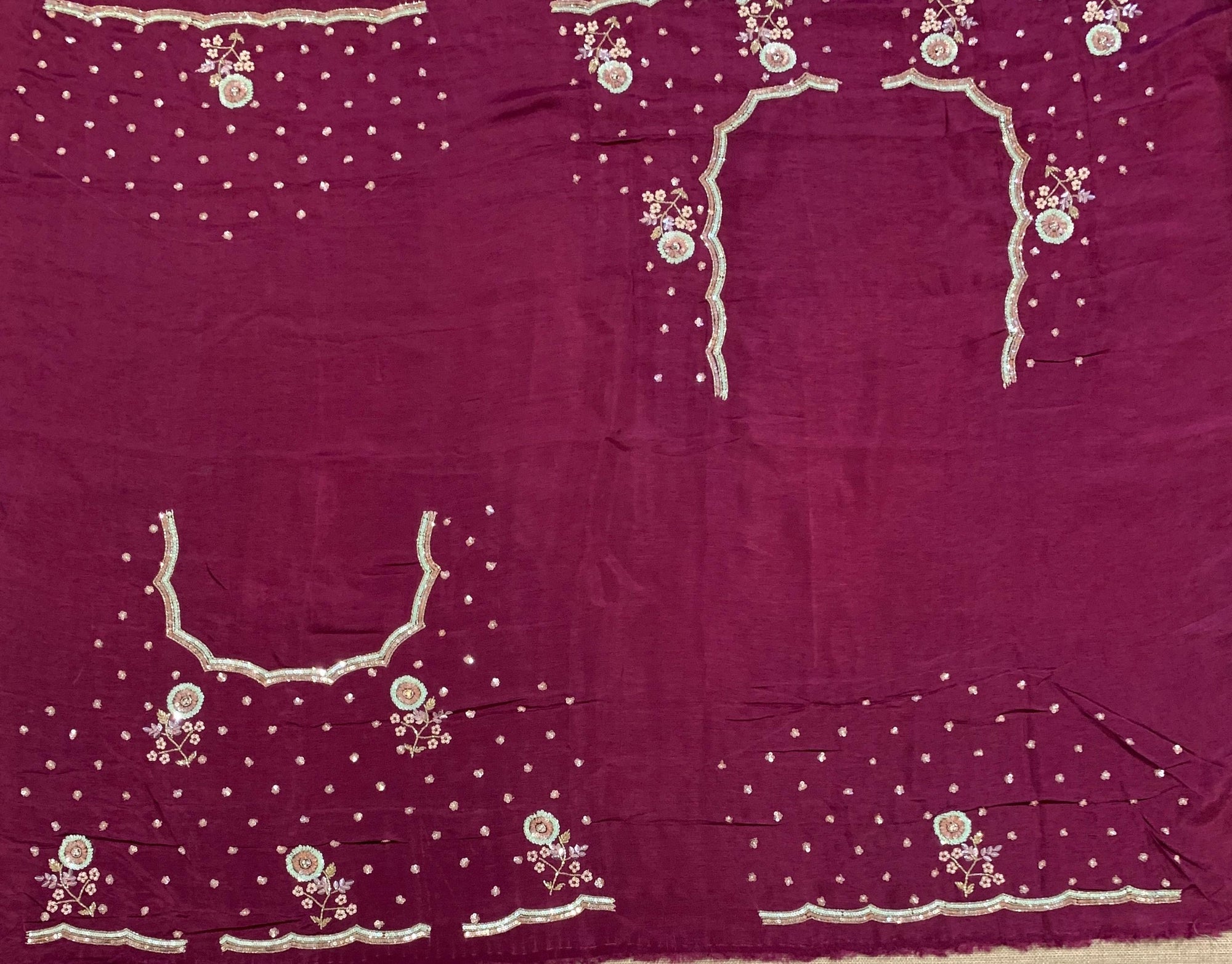 Tissue Gorgette Saree With Handwork Border and Blouse.