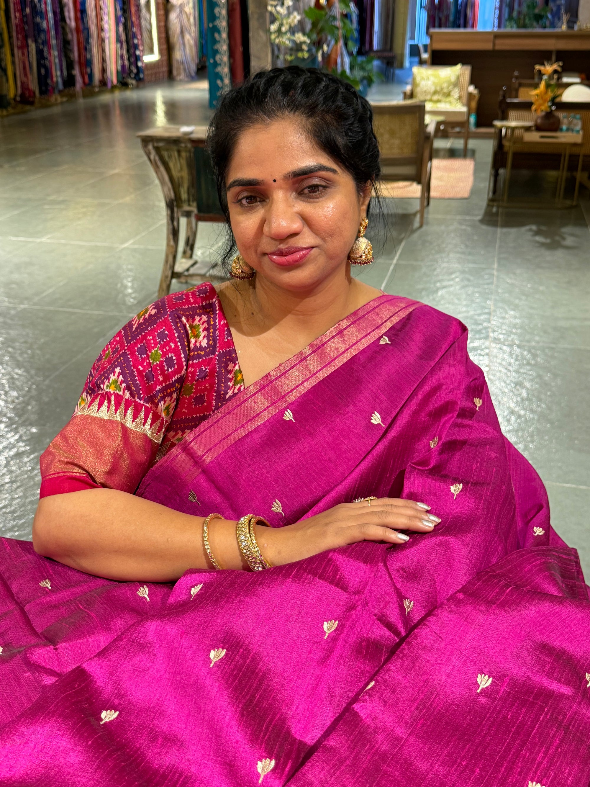 Majenta Pure Handloom Raw Silk Saree