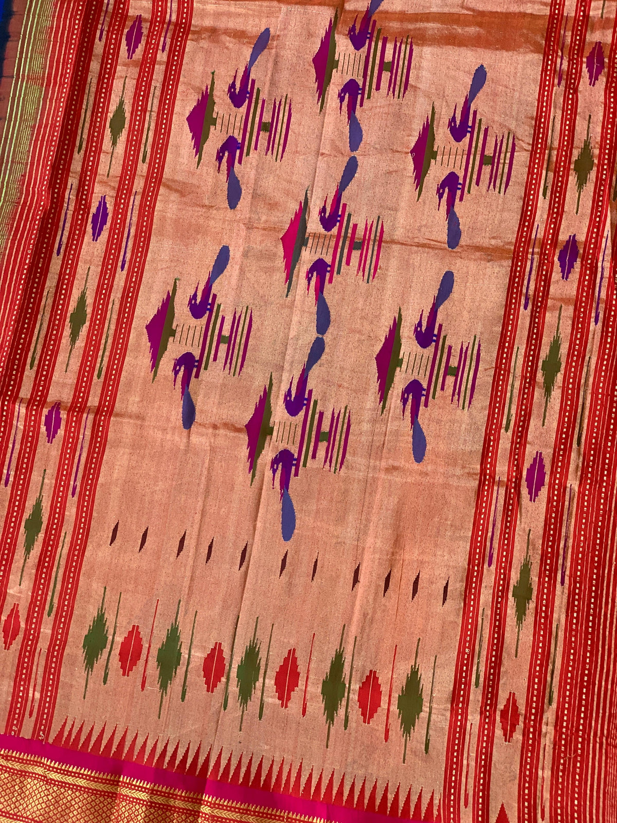 Blue Pure handloom Bandhini paithani saree