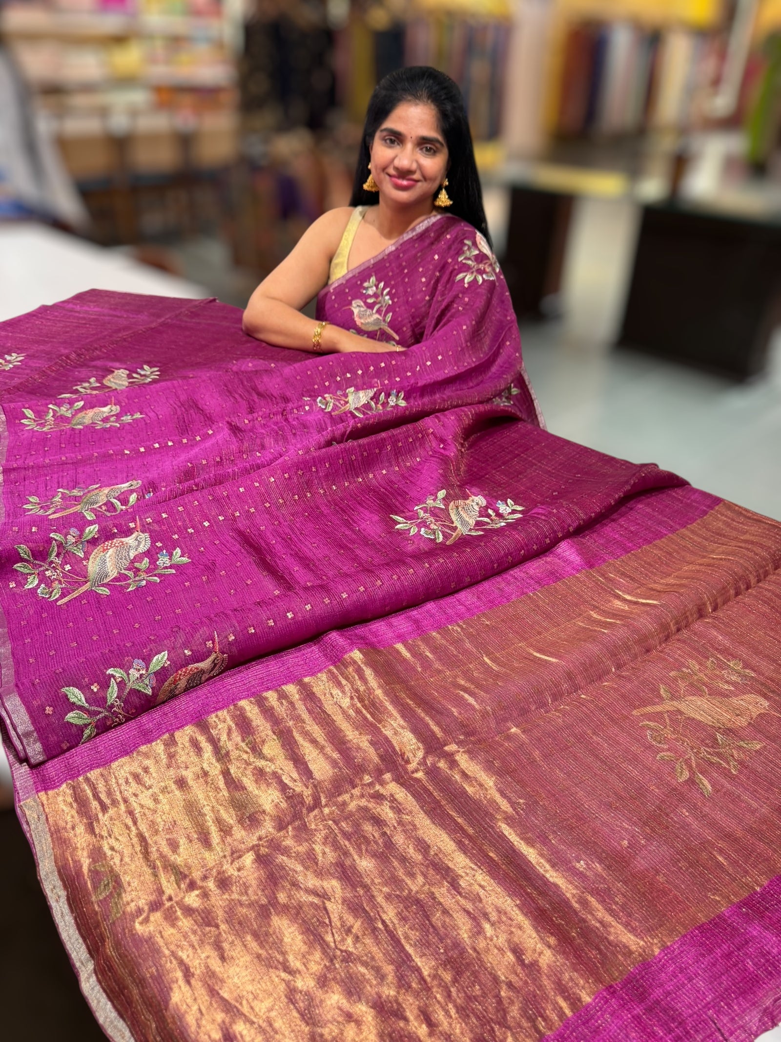 Wine Tussar Kota Saree byloom Saree
