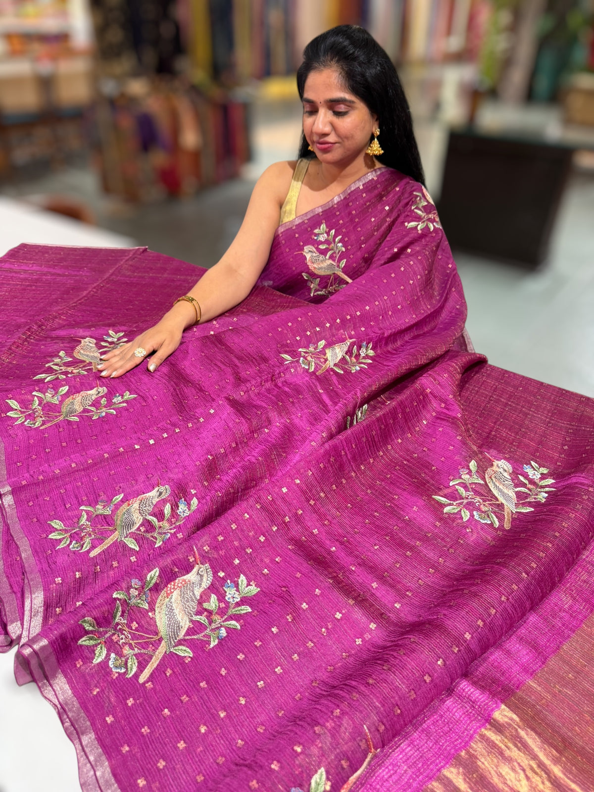 Wine Tussar Kota Saree byloom Saree