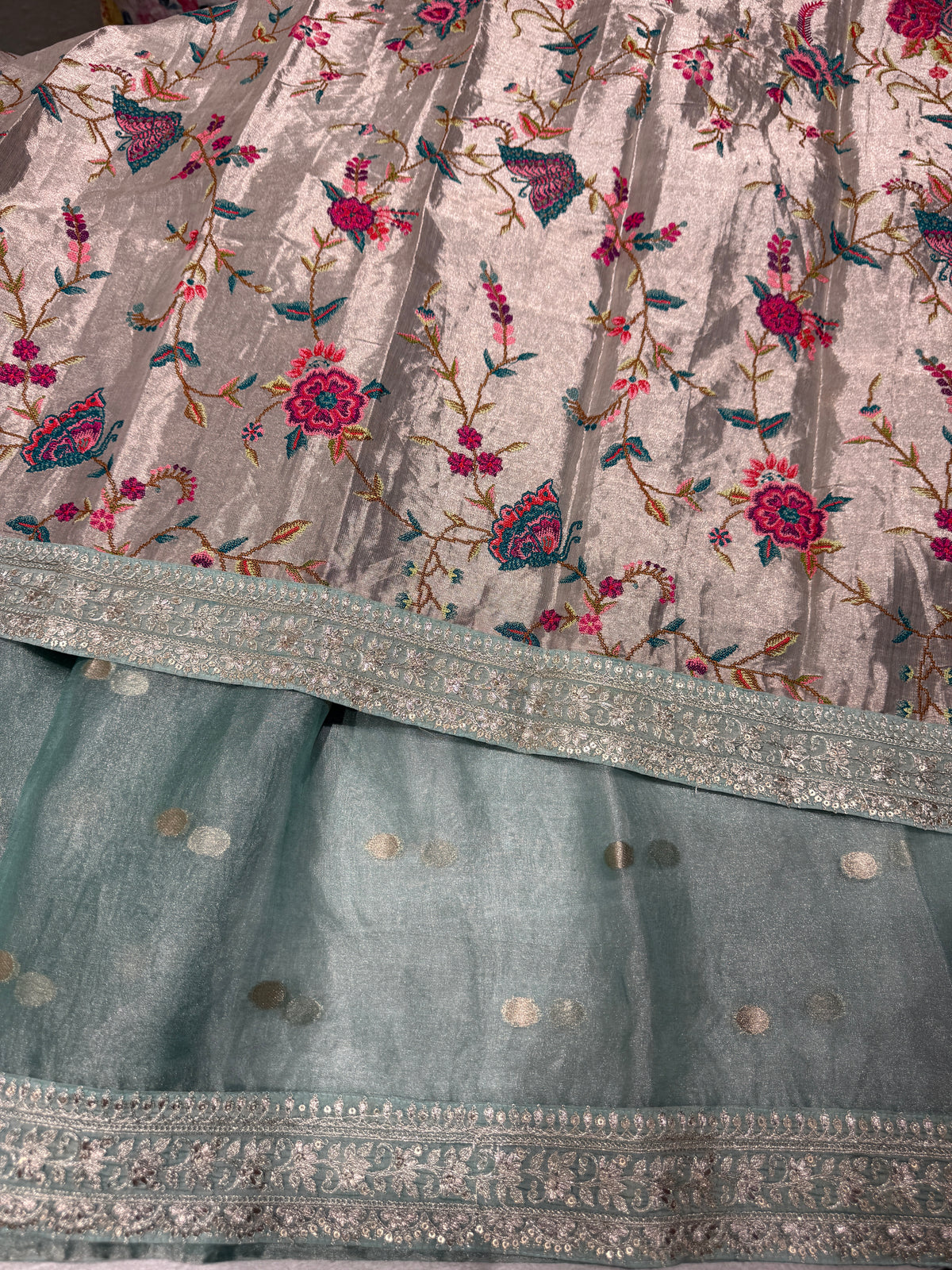 Powder Blue Banarasi Tissue Saree : S62F226