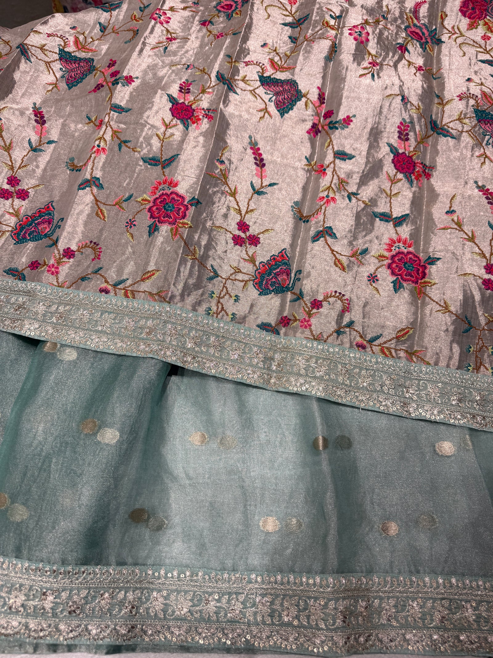 Powder Blue Banarasi Tissue Saree : S62F226