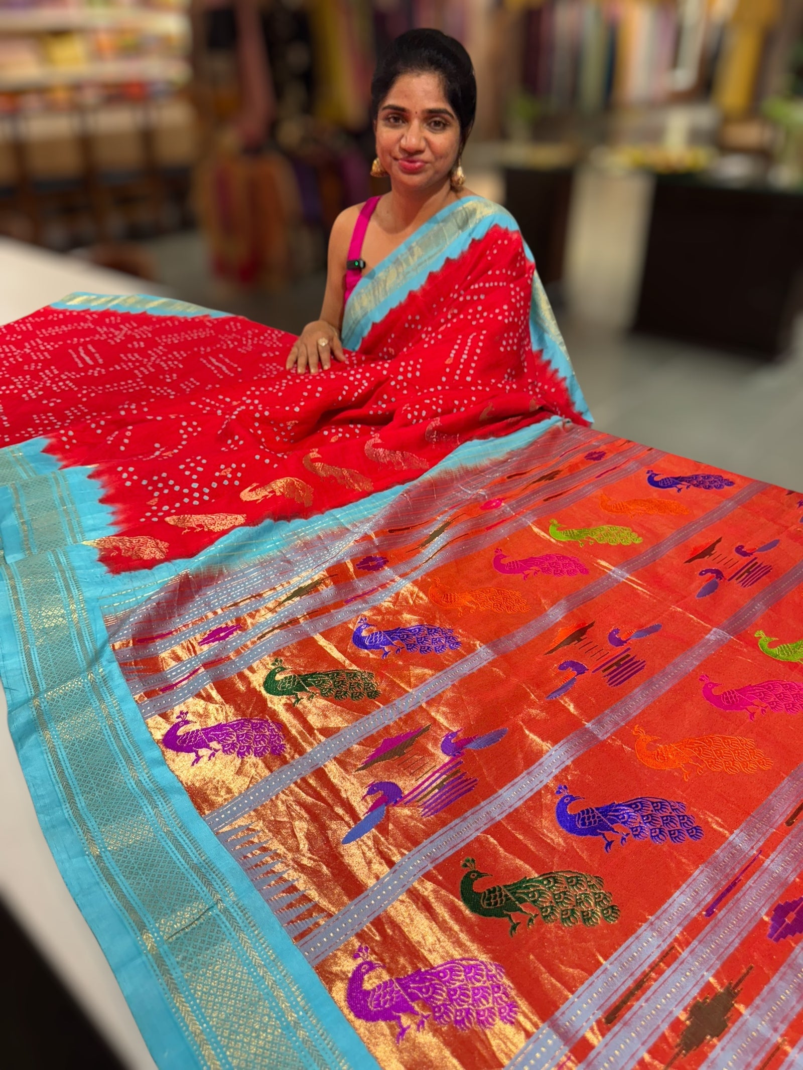 Pure handloom Bandhini paithani saree