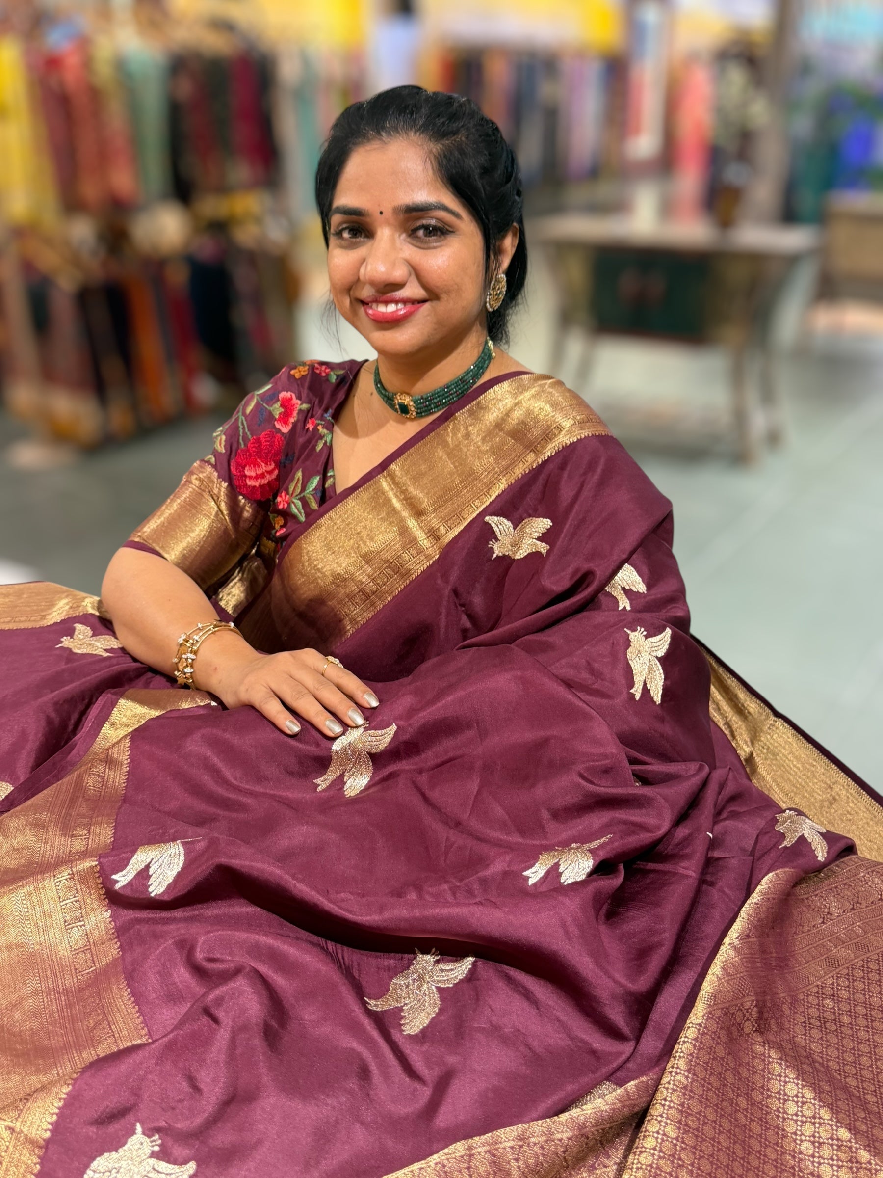 Winish Brown Kanchi Soft Drape Saree. SKU: KBIRD06