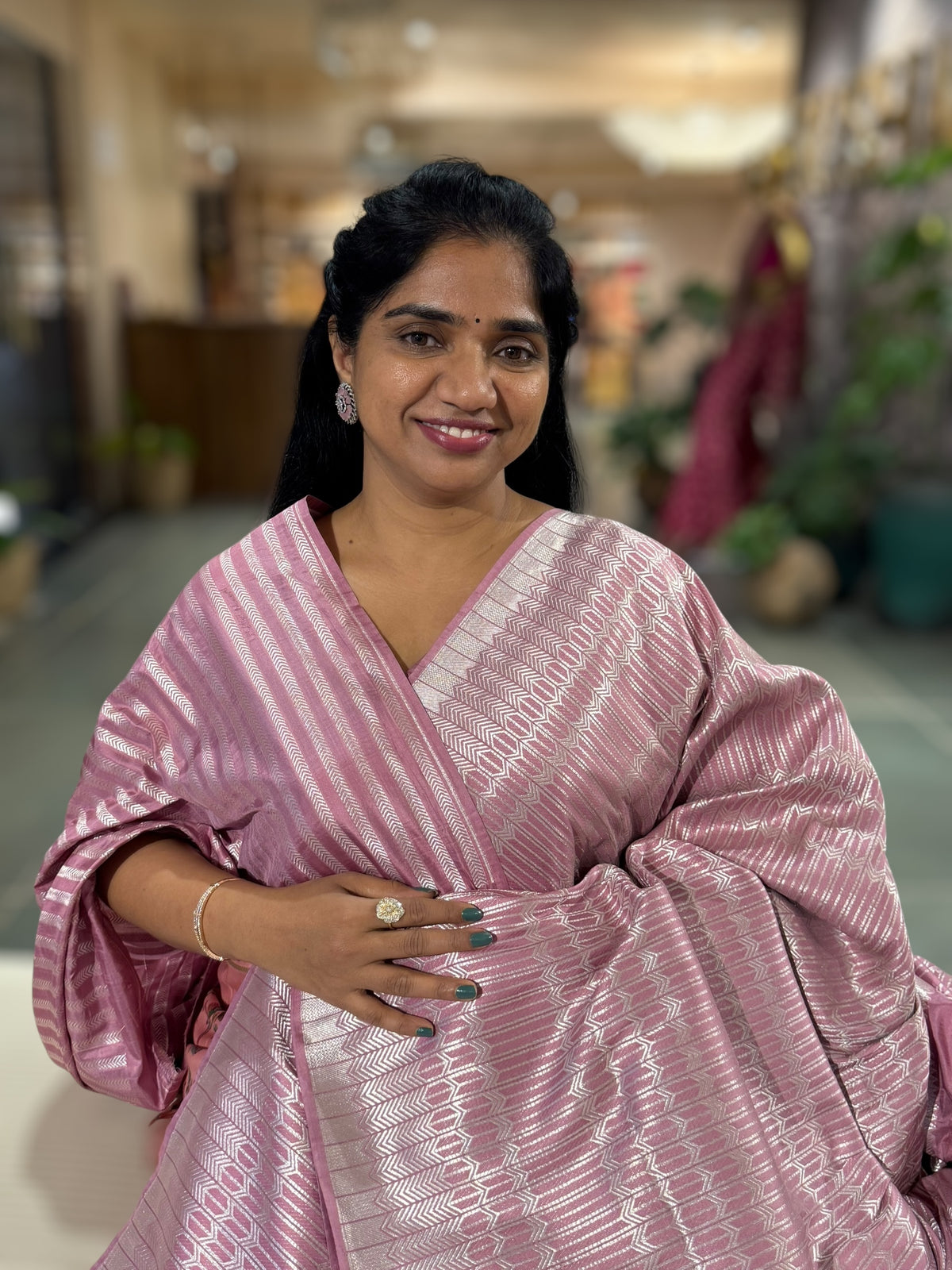 Dusty Rose Banarasi Ektara Silk Saree