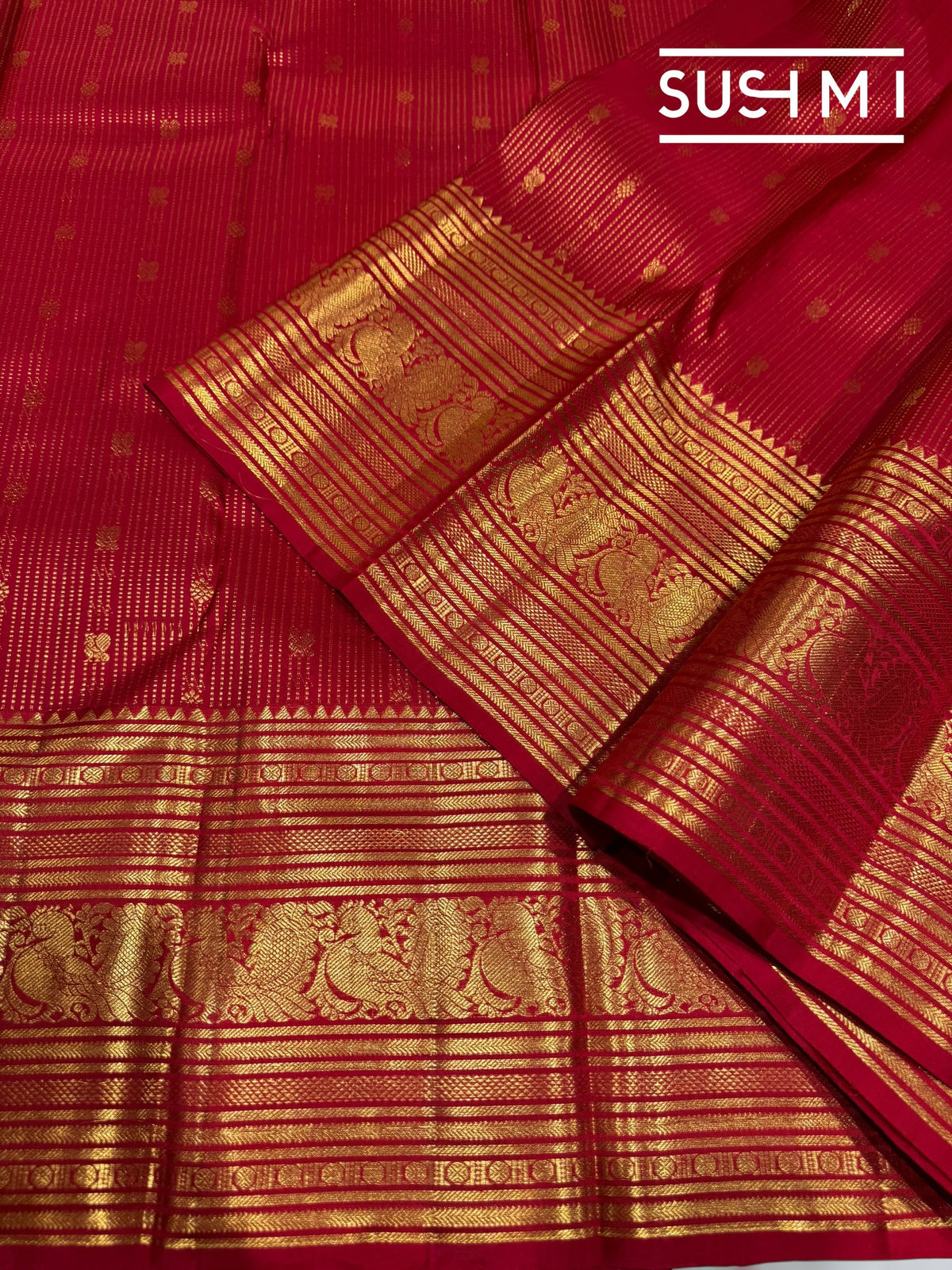 Red Stripes monotone look Vintage Kanjeevaram : S62F124