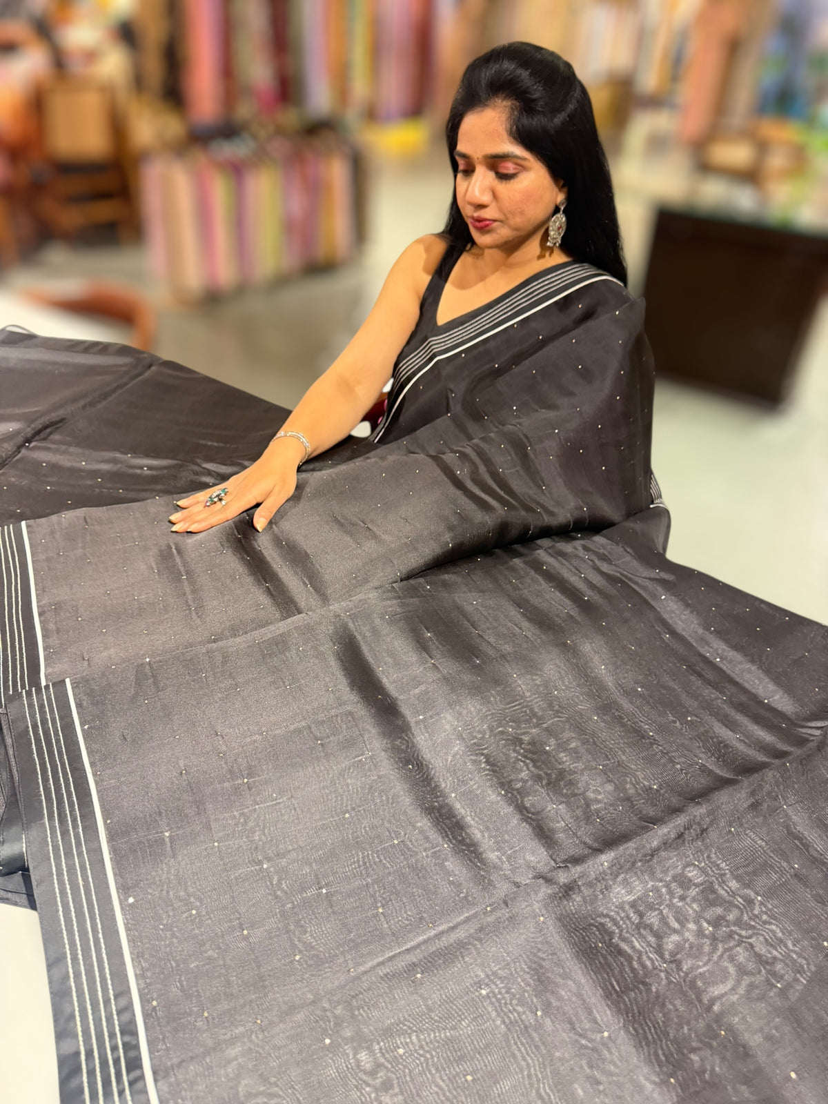 Black Organza Saree with embroidered blouse