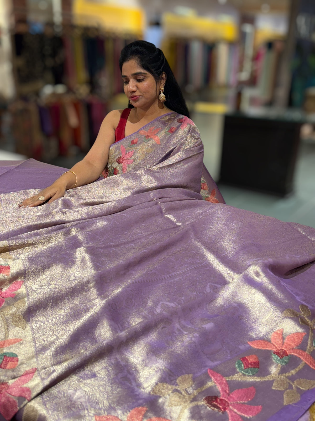 Lilac Banarasi Brocade tissue saree with tonchui style weaving & pythani inspired embroidered border