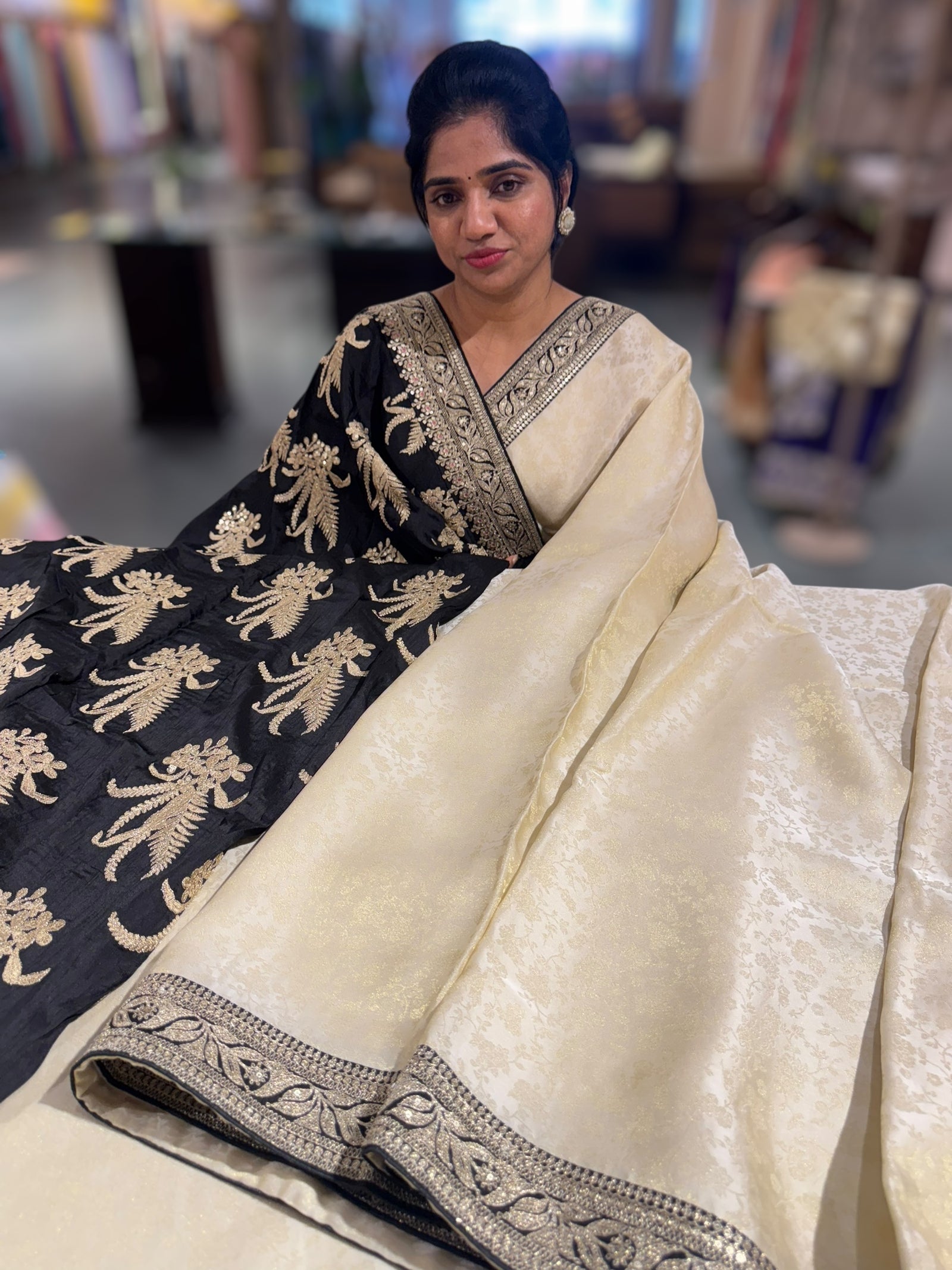 Ivory Banarasi brocade Tissue