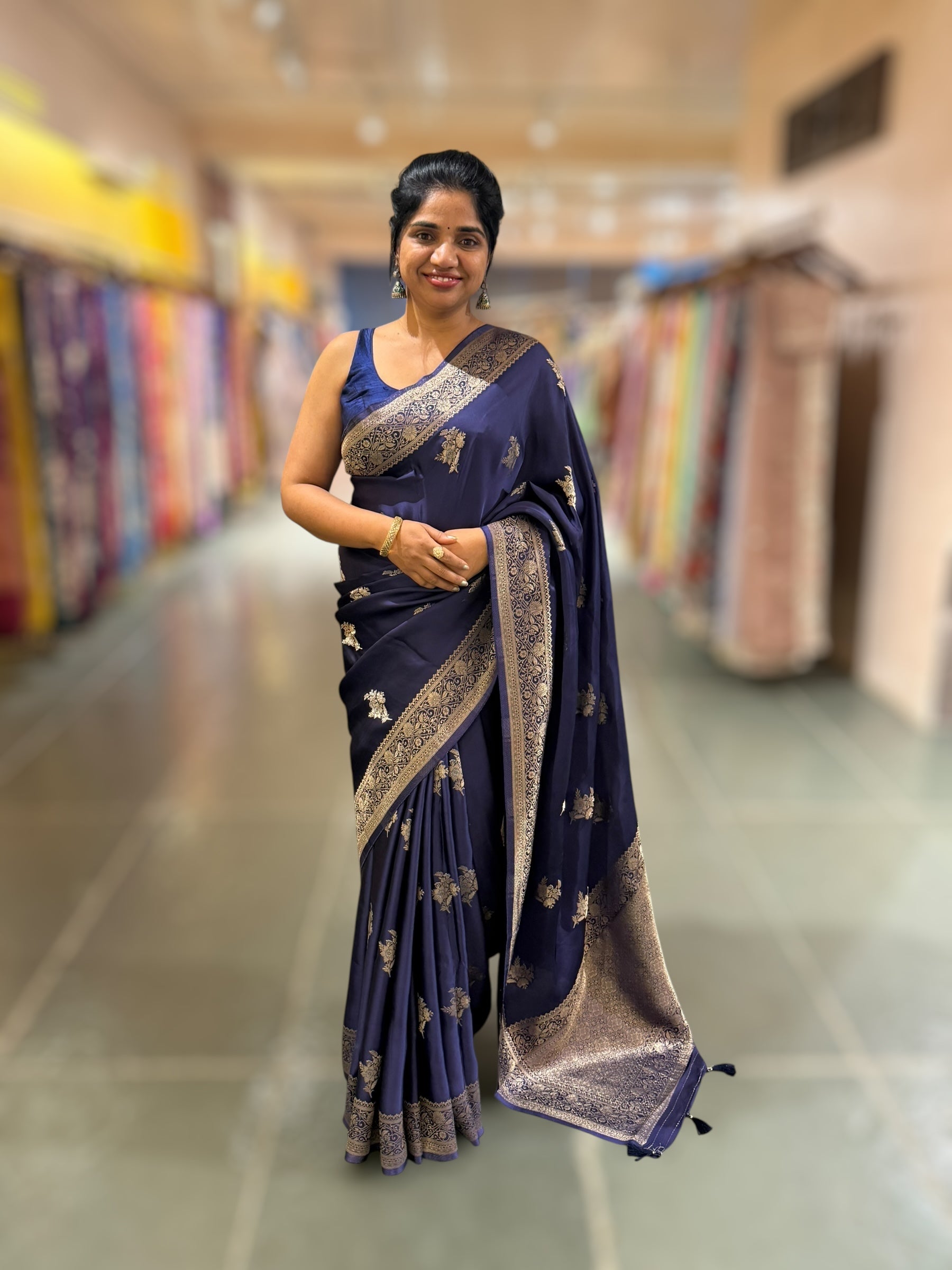 Violet Mashru Silk Saree with Paithani inspired embroidered blouse