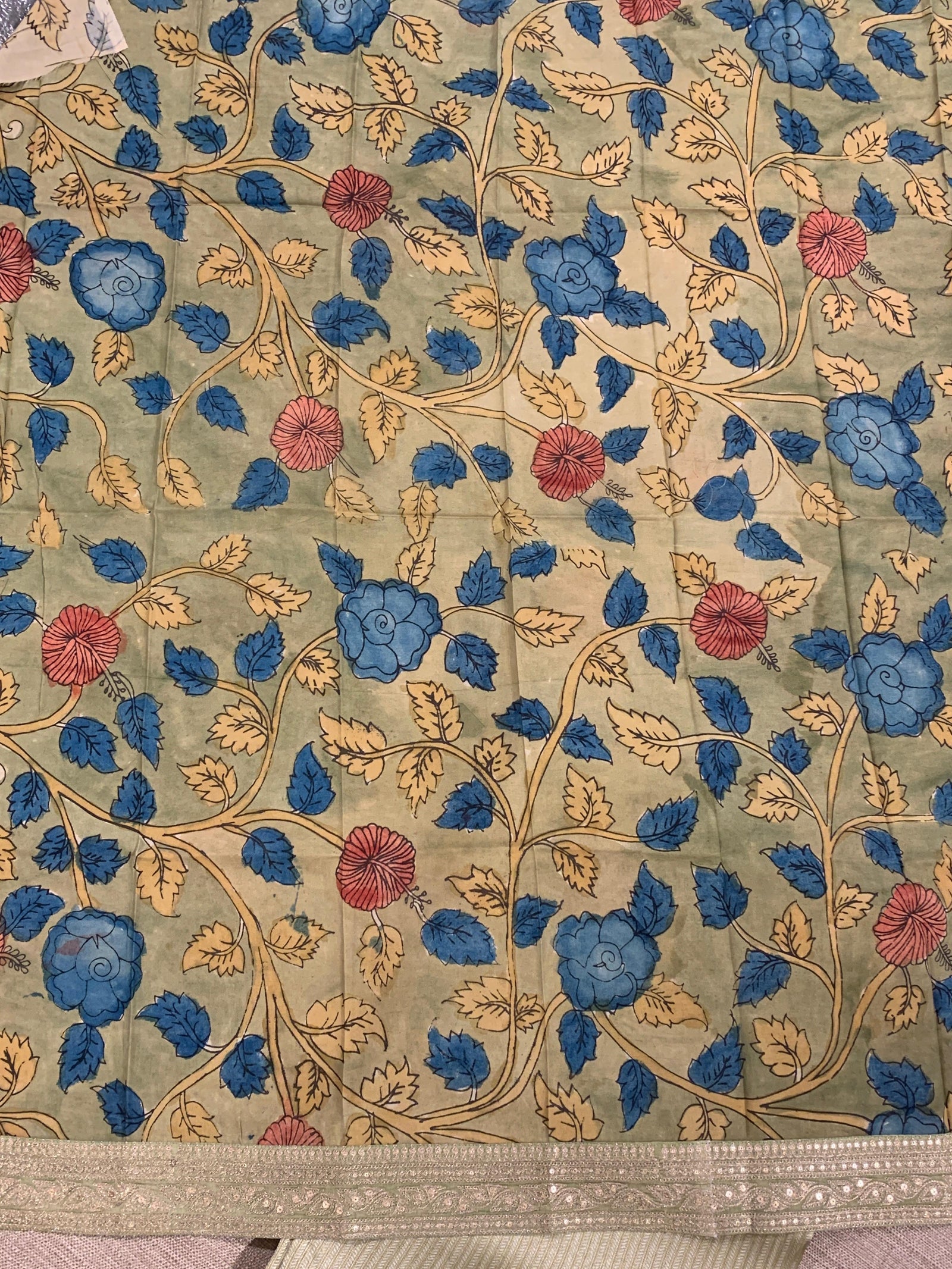 Mint Green Banarasi brocade with sabyasachi borders and pen kalamkari Blouses