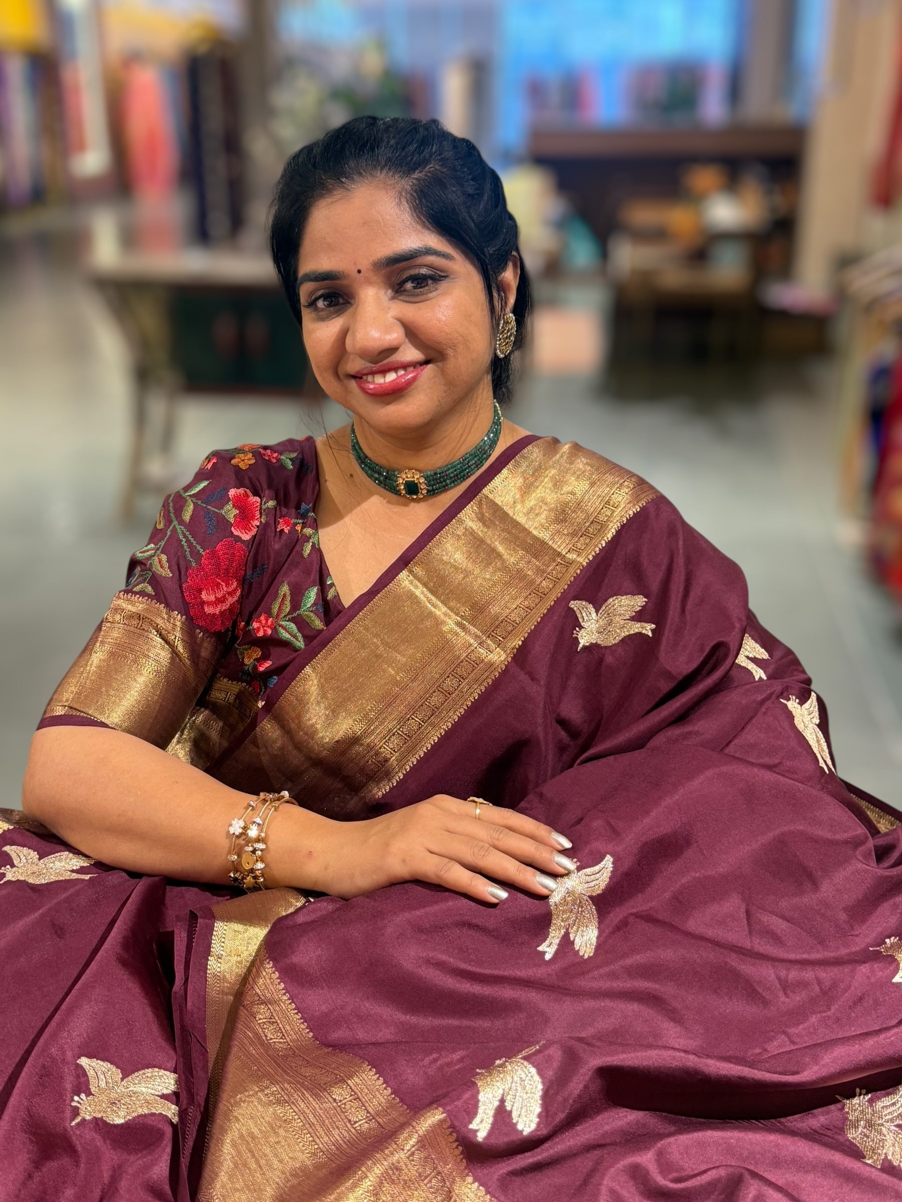 Winish Brown Kanchi Soft Drape Saree. SKU: KBIRD06