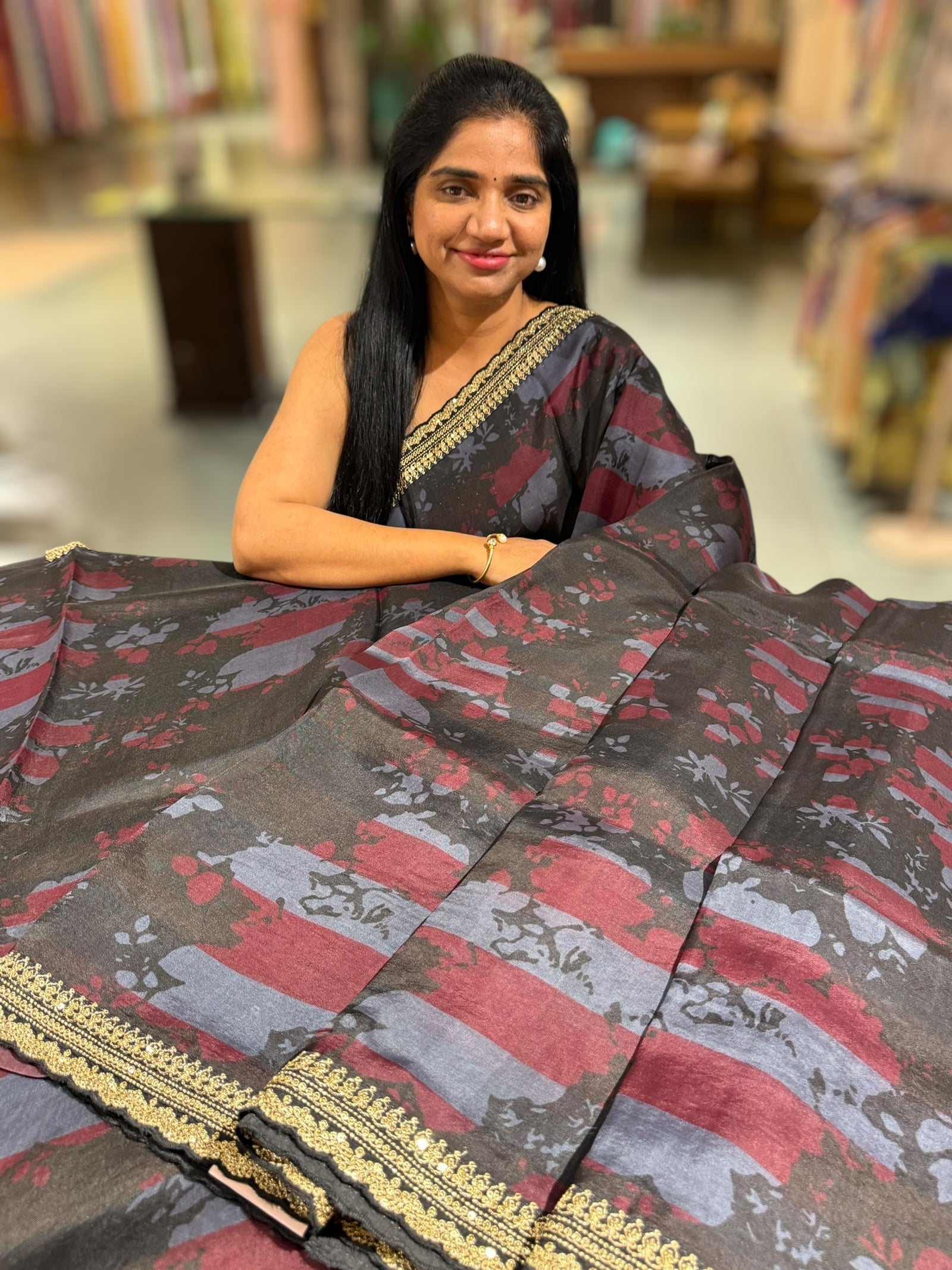Pure Organza saree with sabhyasachi borders