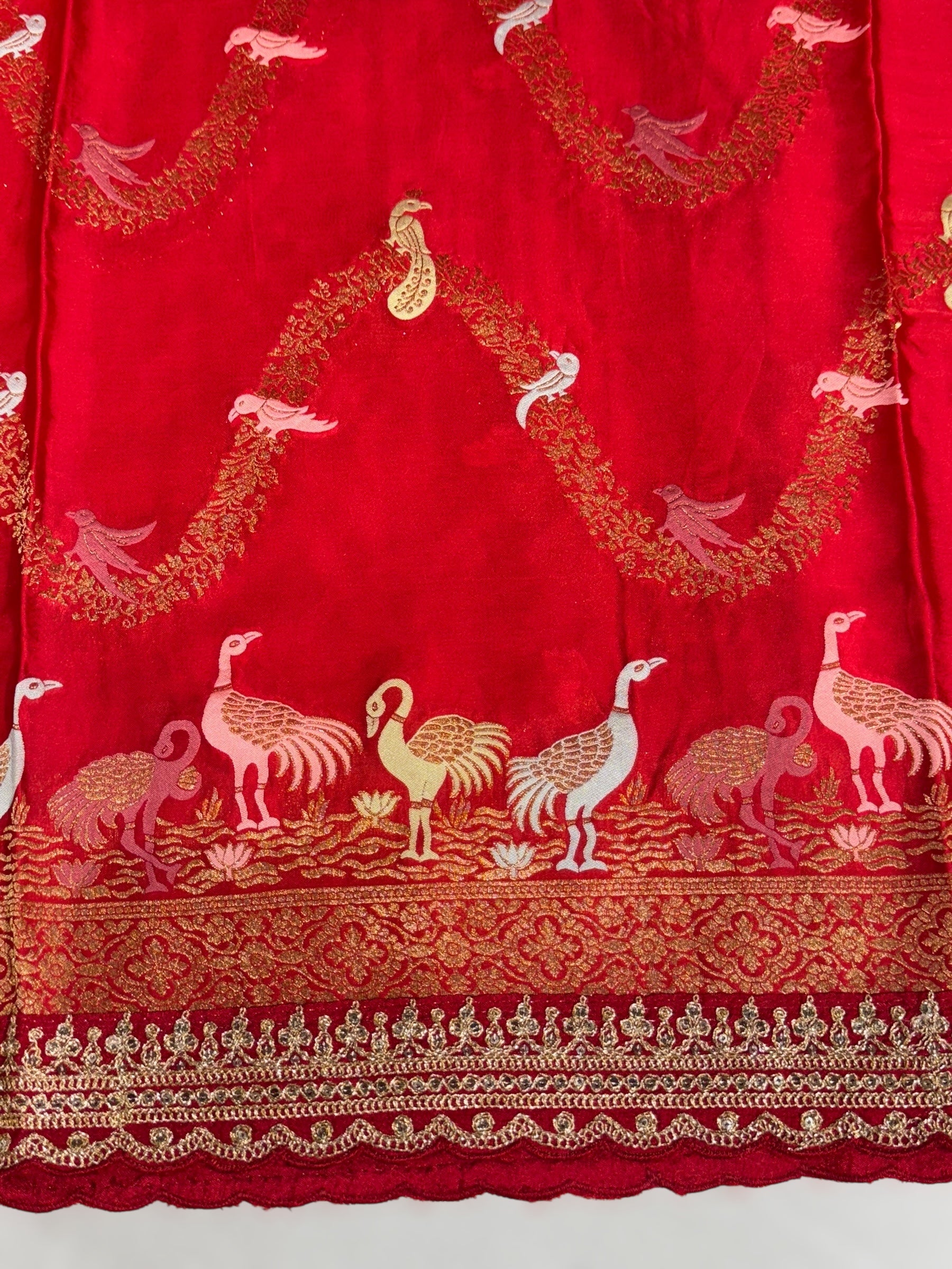 Chilli Red Mashru Silk Saree with allover weaving and Sahbysachi borders and Blouse