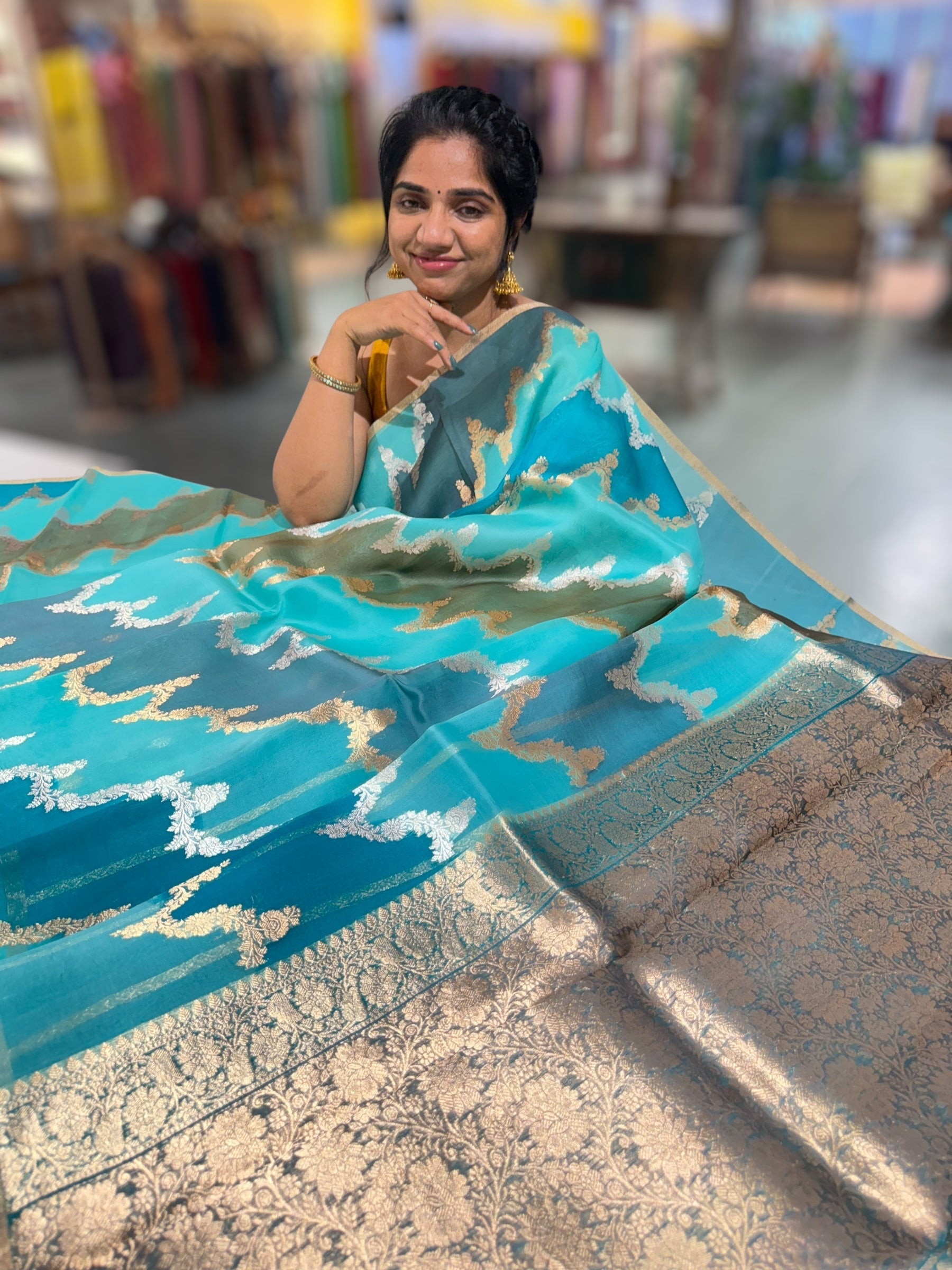 Kora Banarasi Saree in half & half style