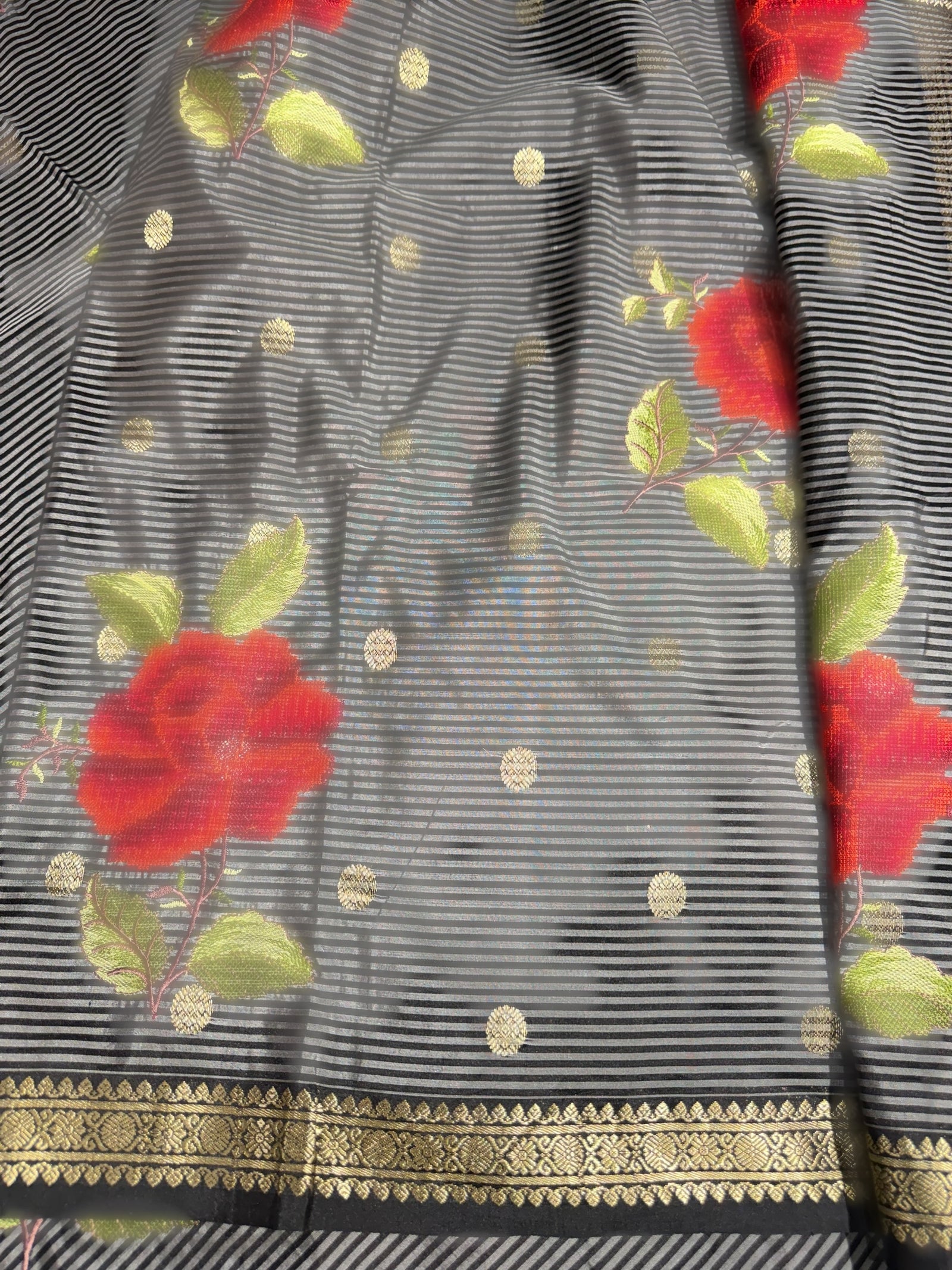 Banarasi silk stripes with embroidery