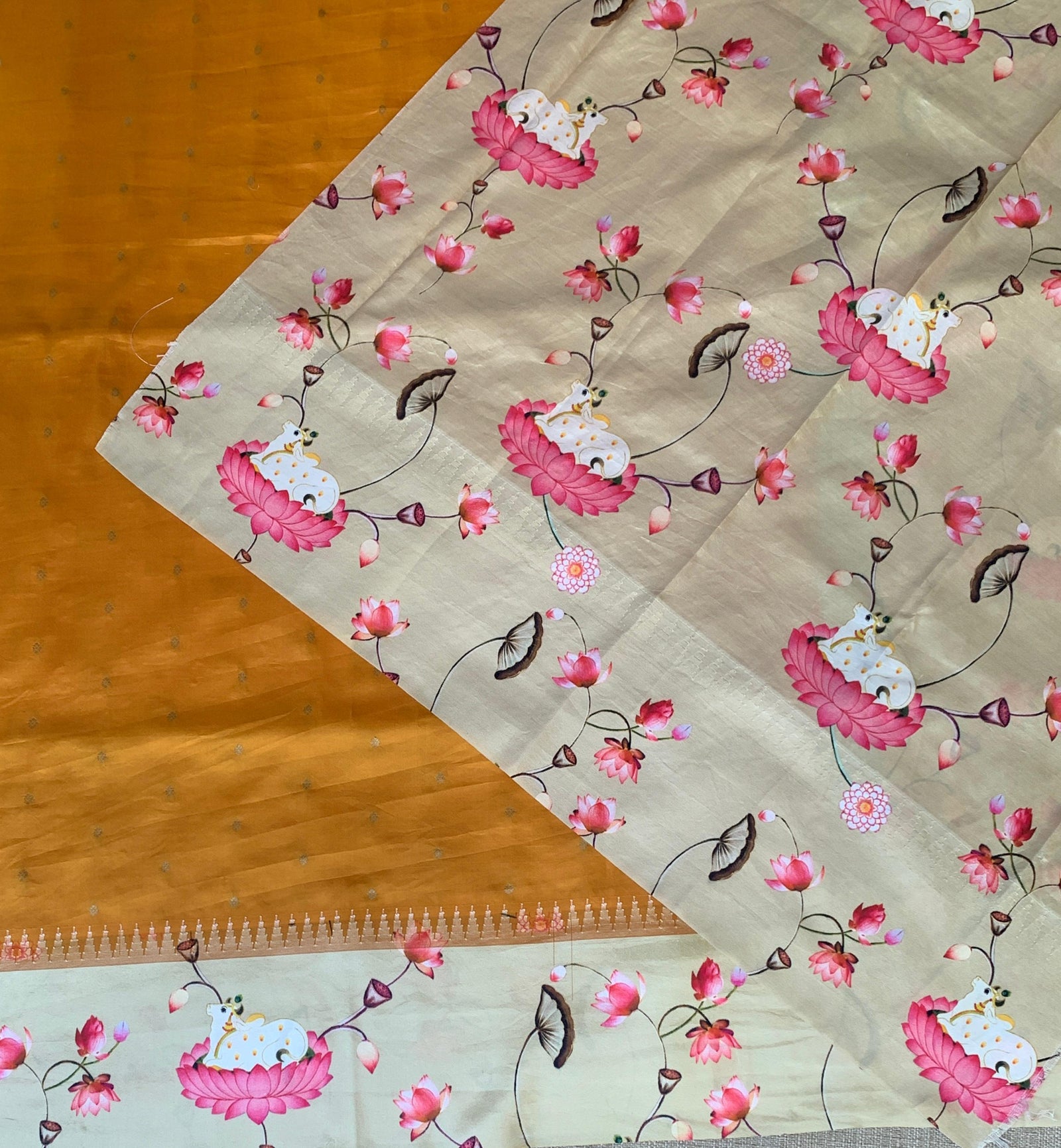 Kanchi designer soft silk saree with pichwai printed border