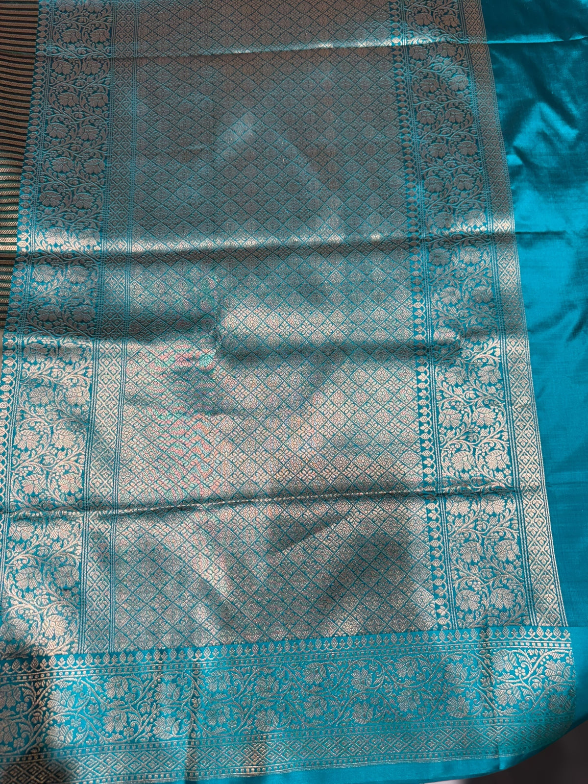Emerald Green Banarasi Silk Stripes Saree