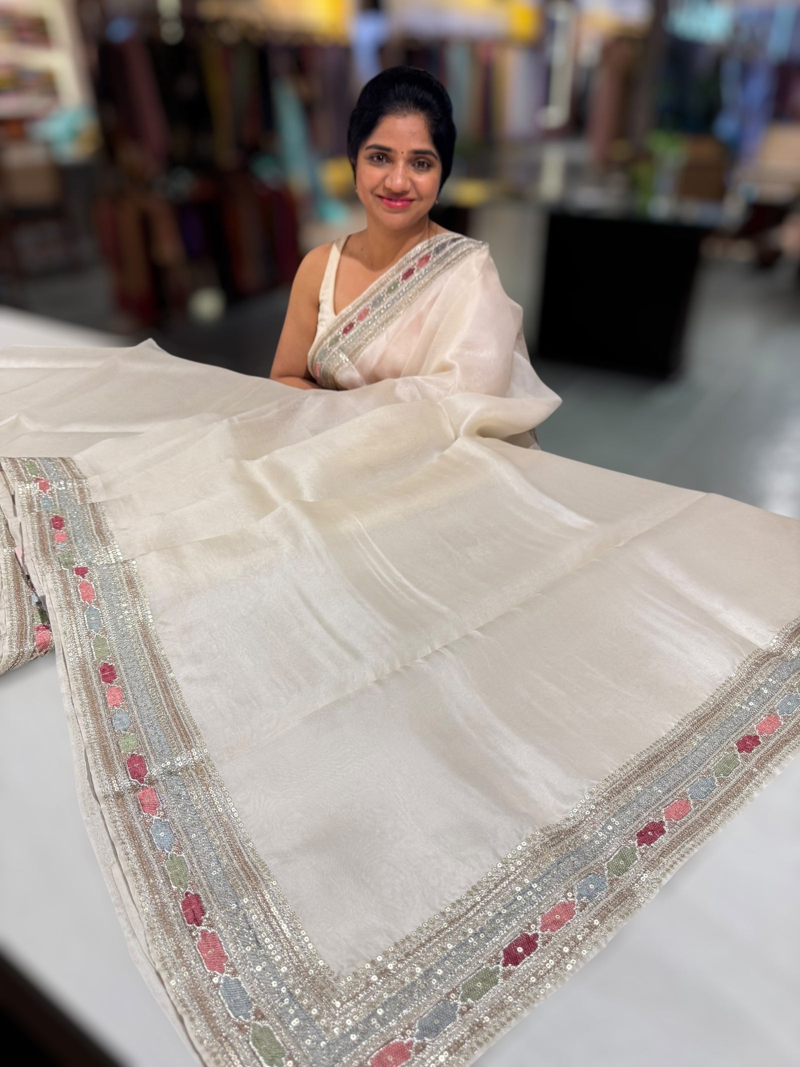 Ivory sabhyasachi style Pure Organza Saree