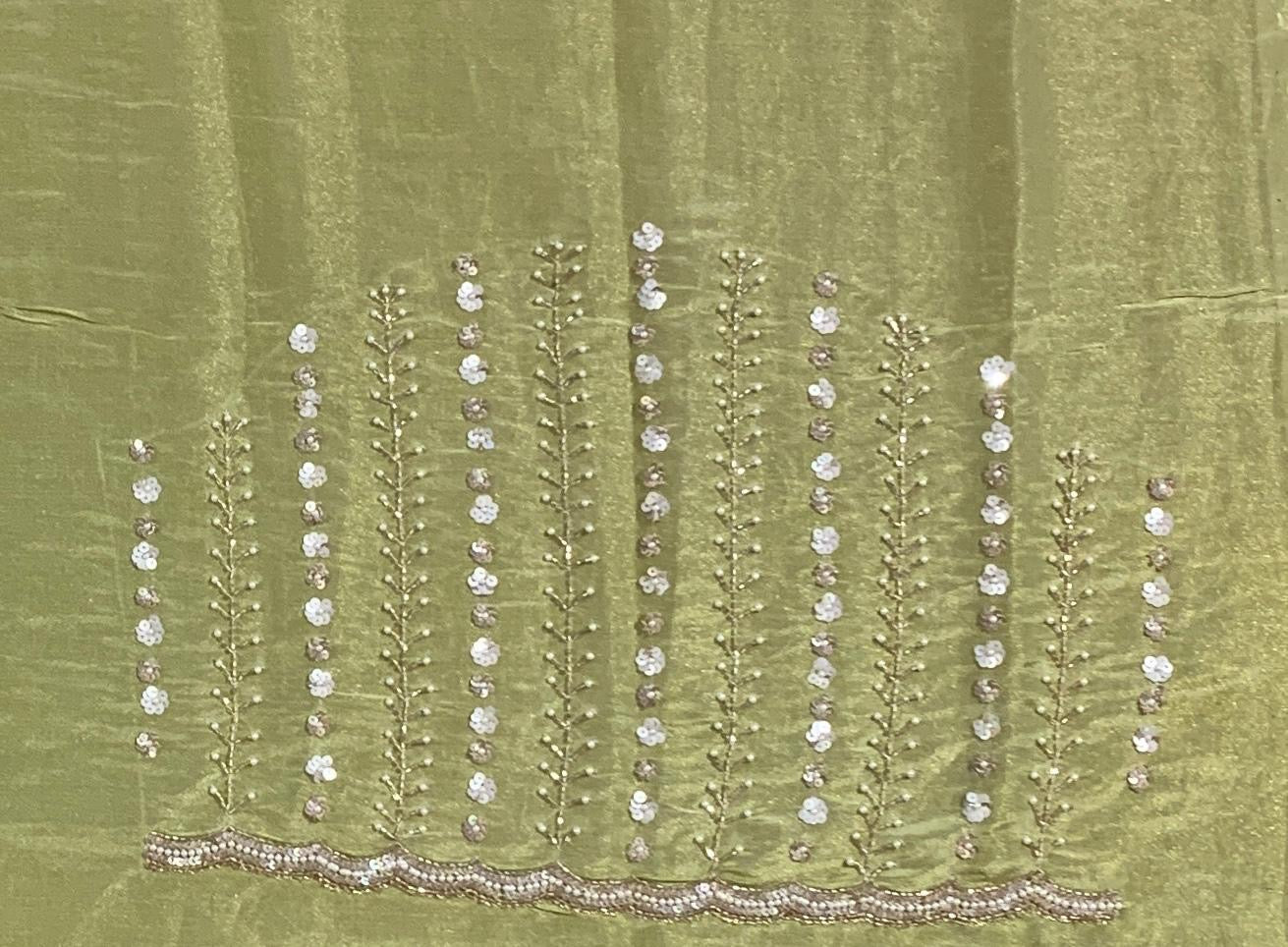 Tissue Gorgette Saree With Handwork Border and Blouse.
