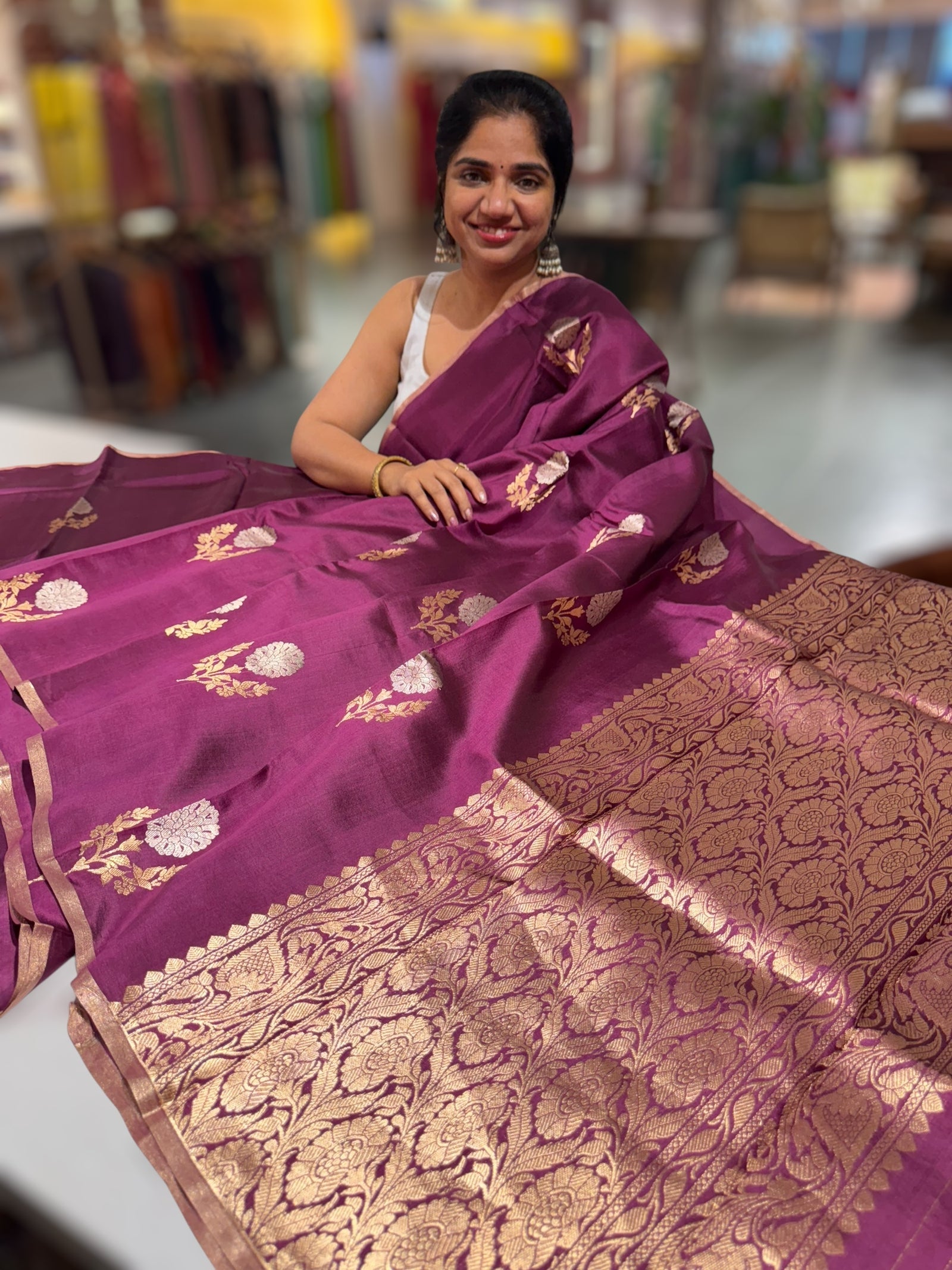 Wine Borderless Raw Mango Silk Saree