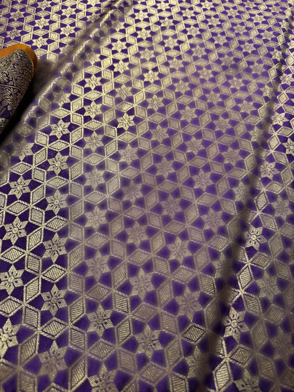 Violet Banarasi Tanchoi Silk Saree