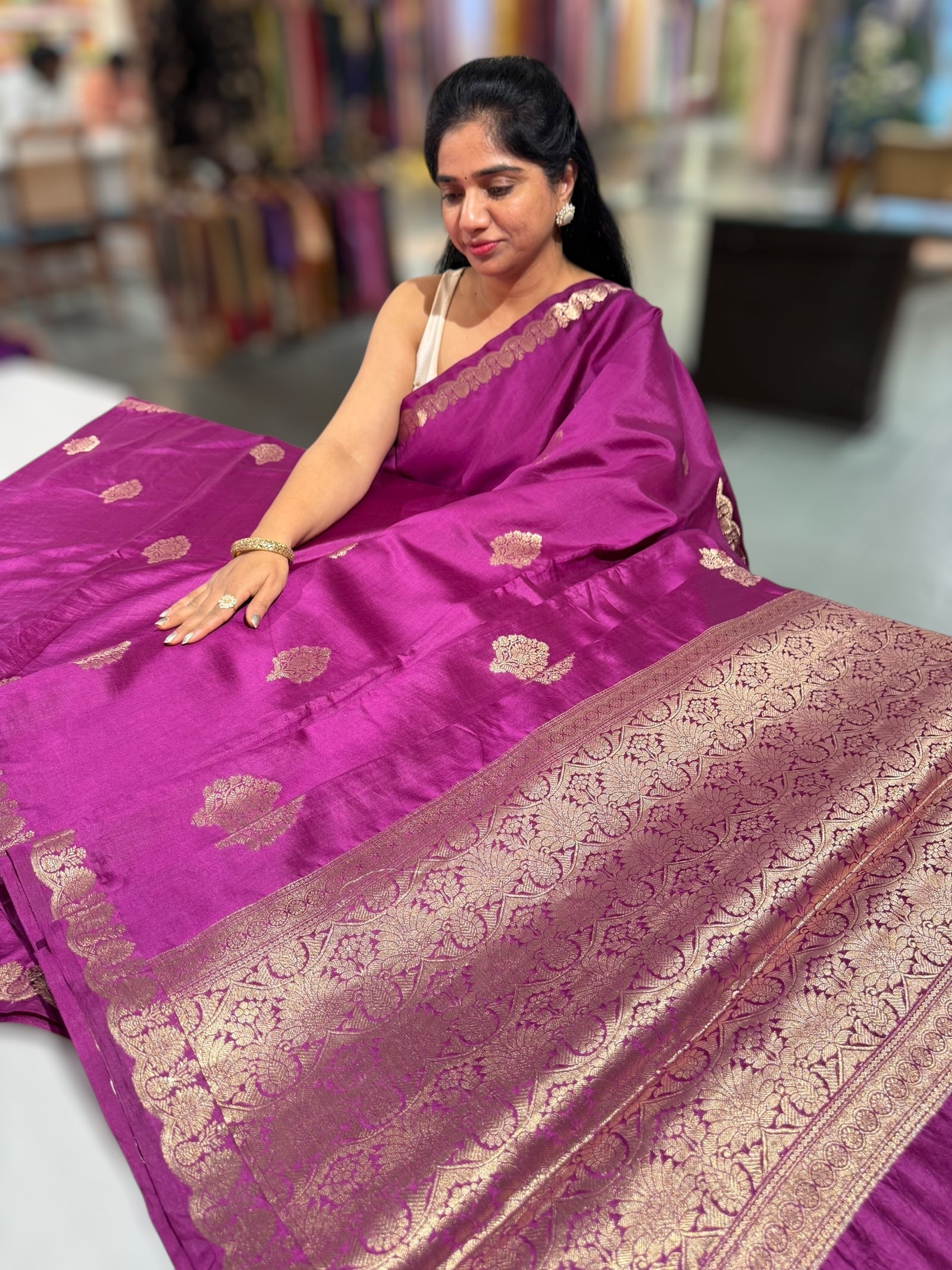 Majenta Purple Banarasi Puna Silk Saree