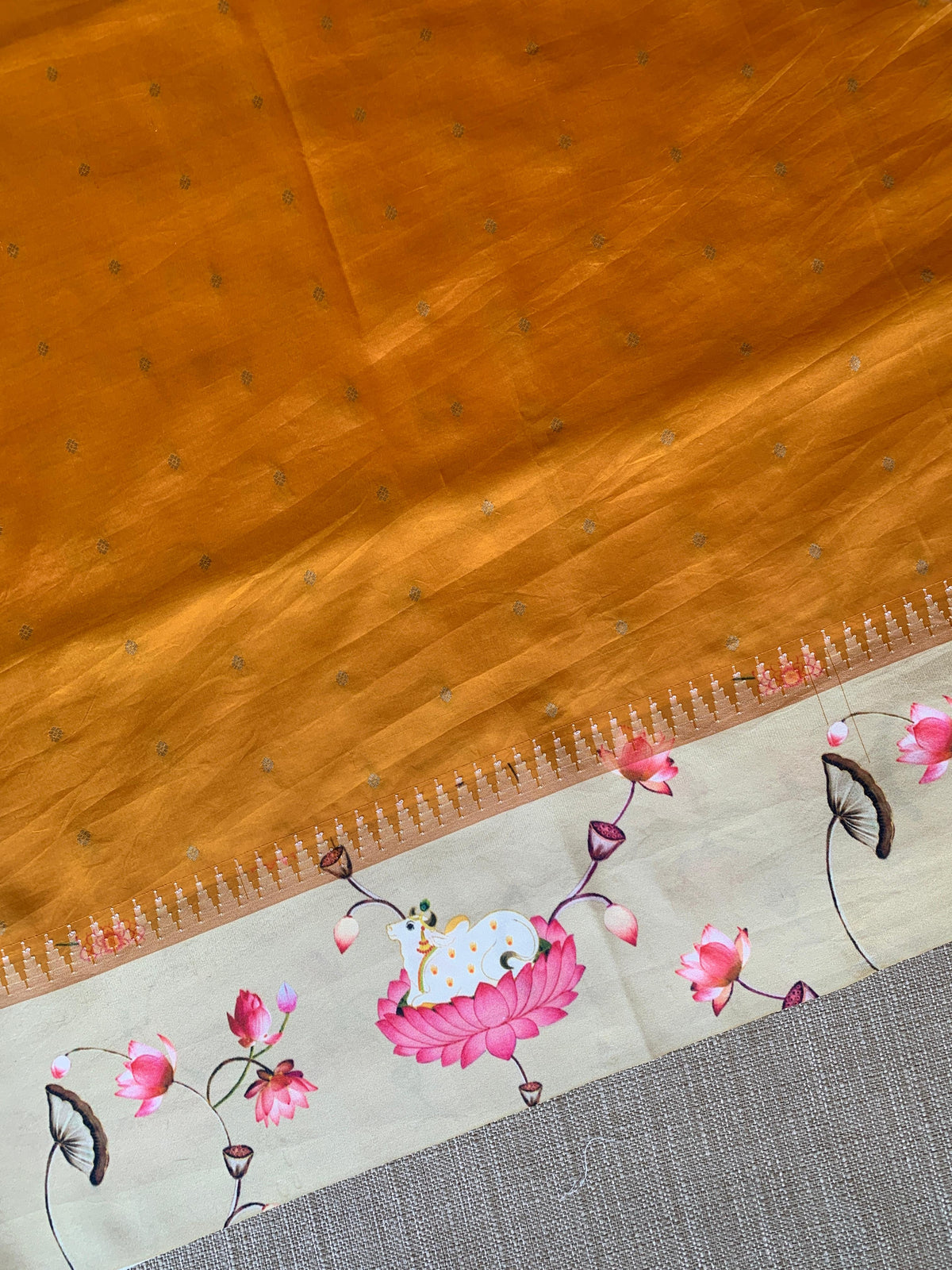 Kanchi designer soft silk saree with pichwai printed border