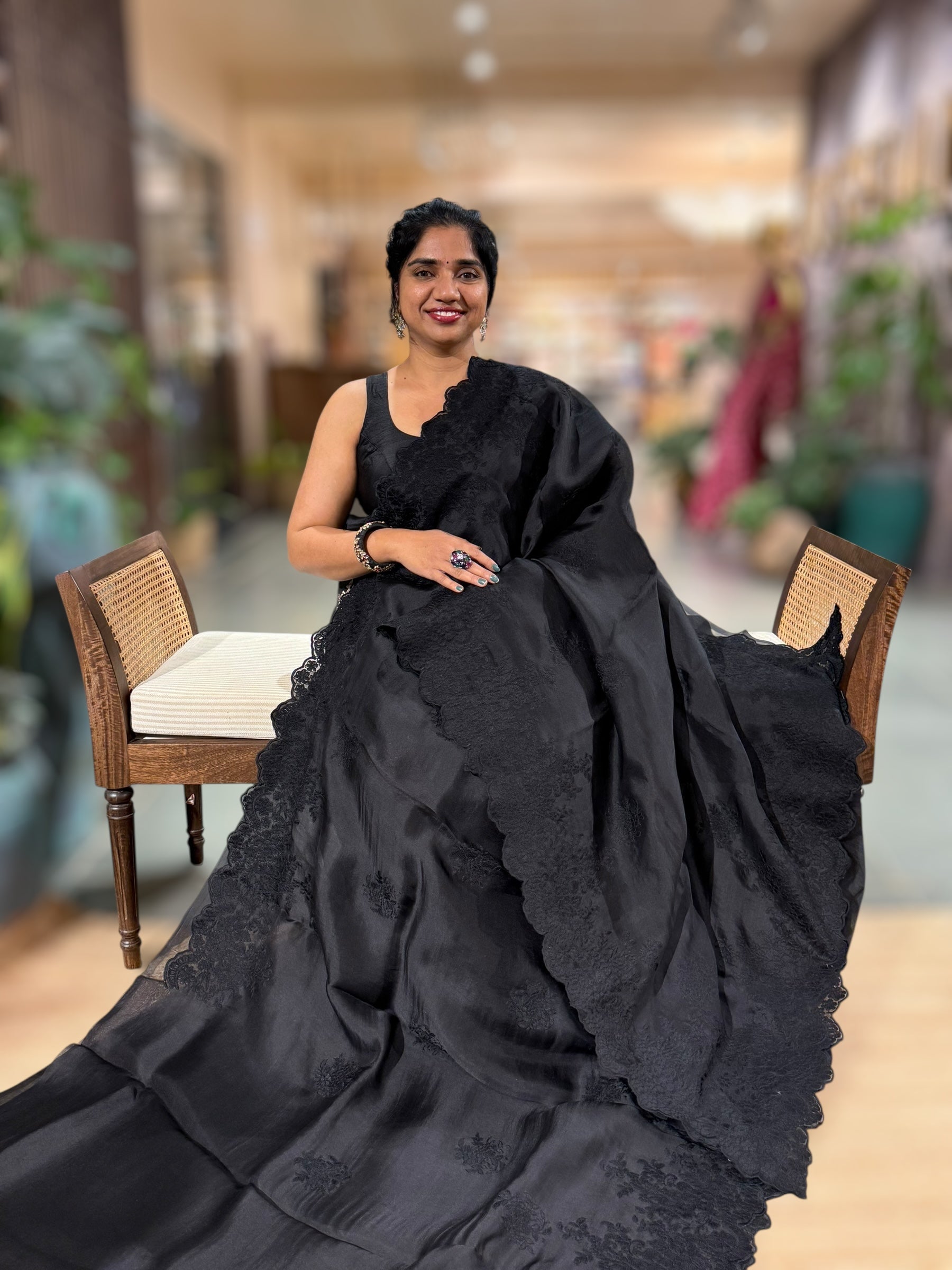 Black Organza Monotone Look Saree