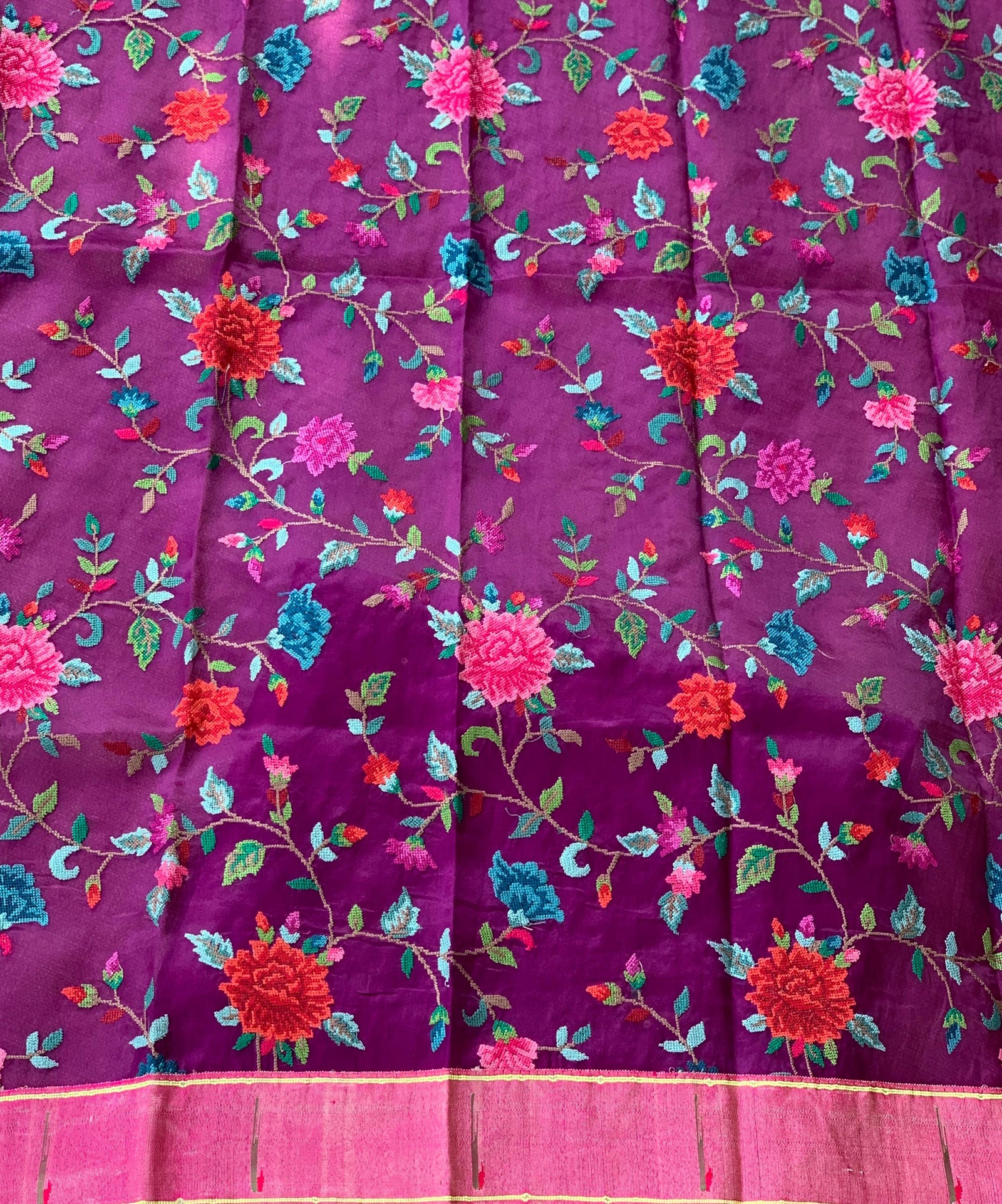 Wine tussar with fusion blouse