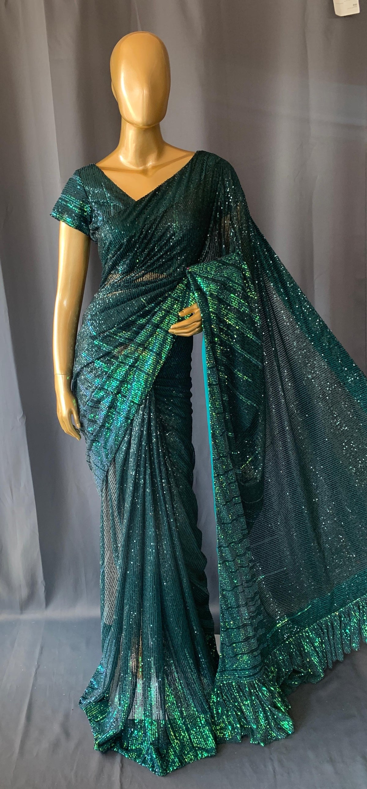 Georgette sequence saree with stitched blouses : DSCL005