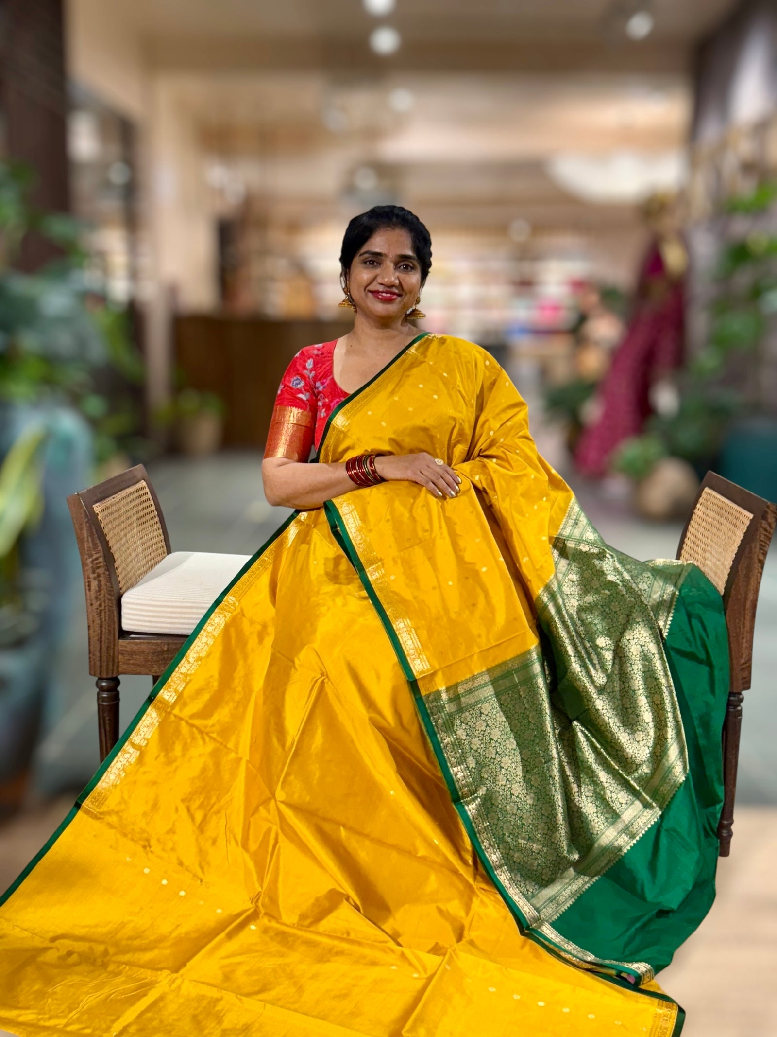 Banarasi Katan Silk Saree With Petite Point Embroidered Silk Blouse