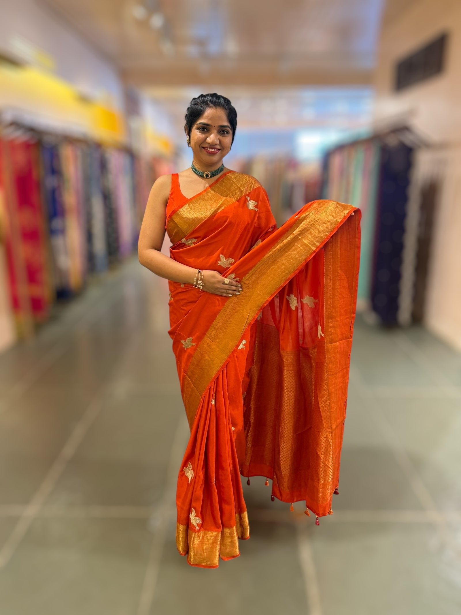 Orange Kanchi Soft Drape Saree