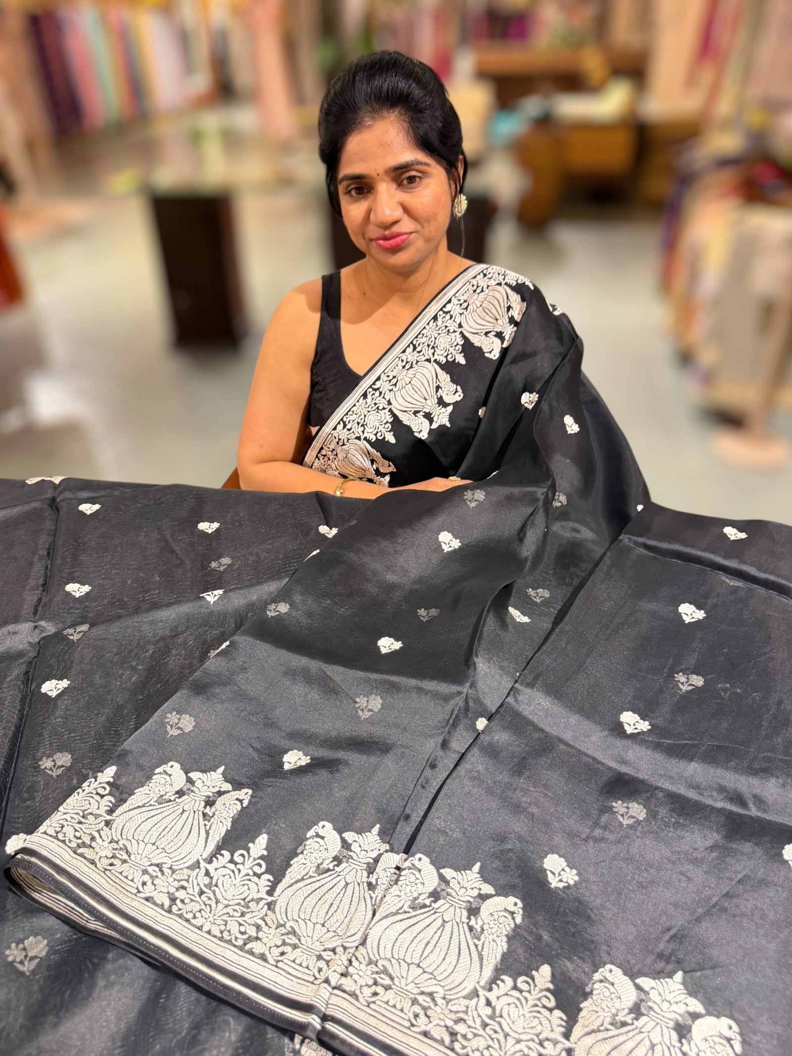 Black Organza with embroidery