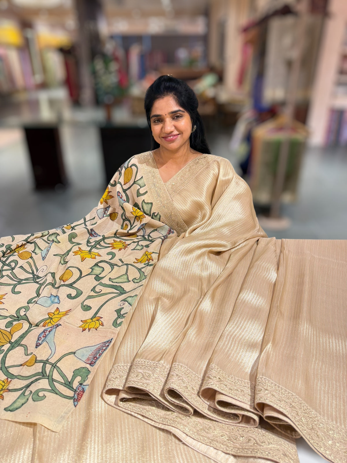 Ivory Banarasi brocade with sabyasachi borders and pen kalamkari Blouses
