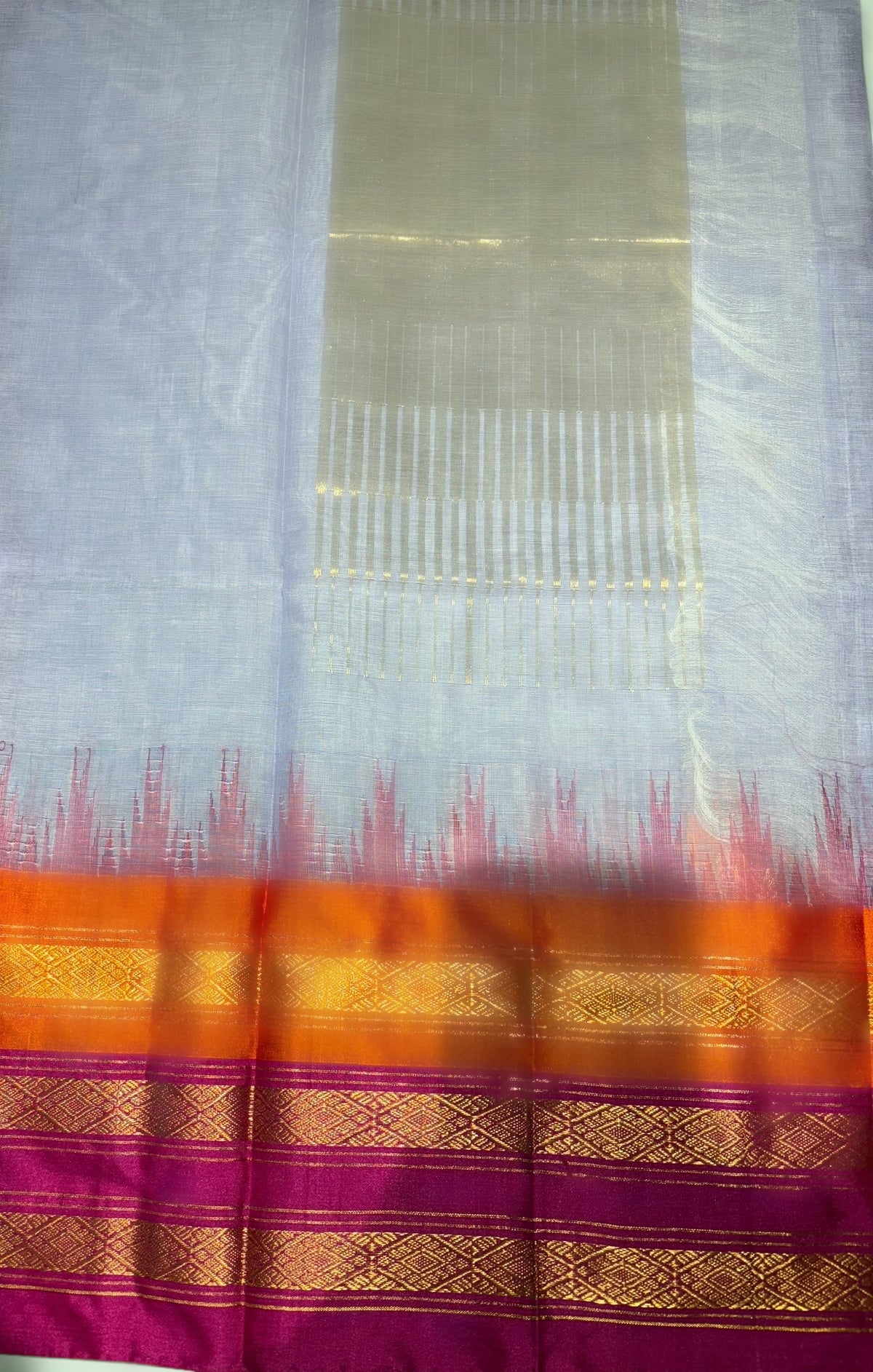 Lilac ponduru khadi jamdani Saree